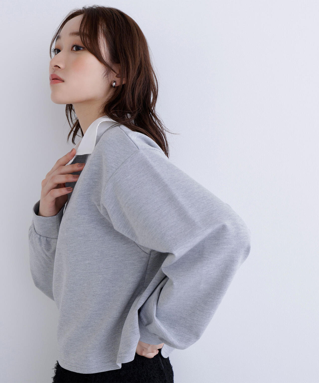 クロップドポロカラートップス