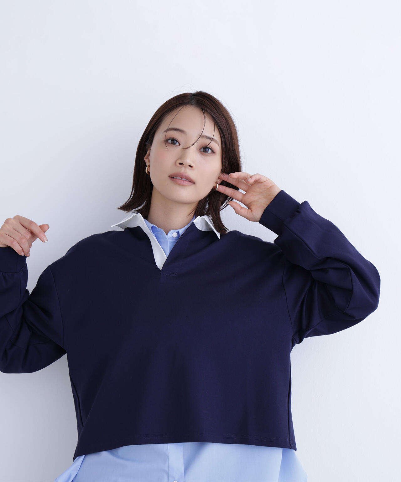 クロップドポロカラートップス | NATURAL BEAUTY BASIC（ナチュラル