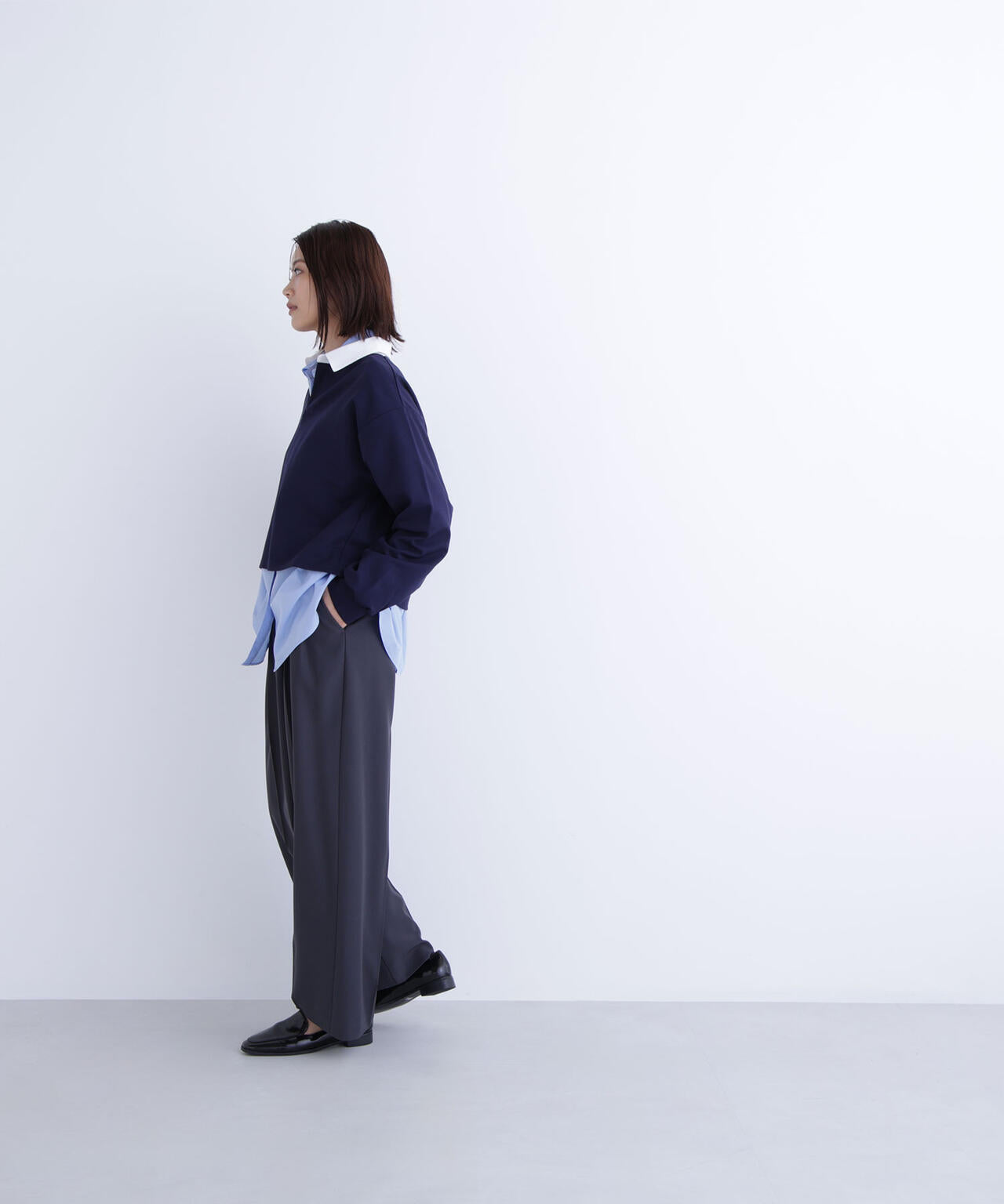 クロップドポロカラートップス