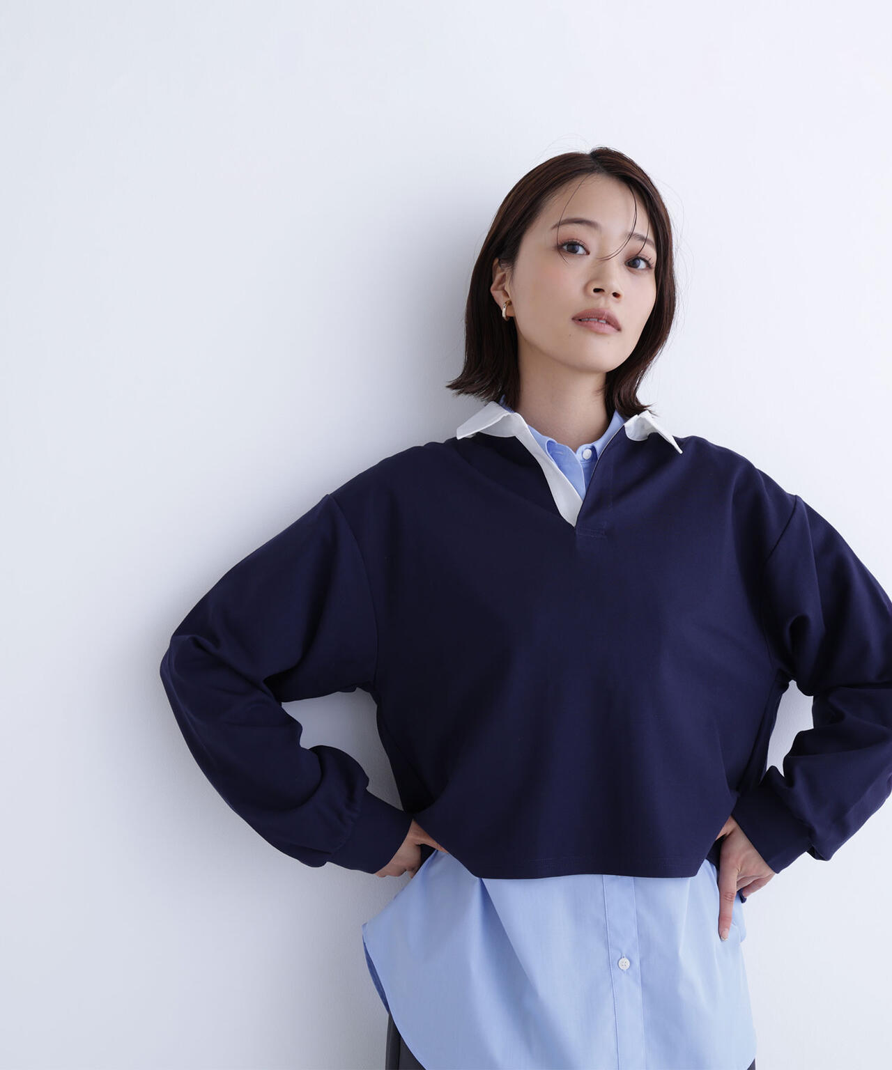 クロップドポロカラートップス | NATURAL BEAUTY BASIC