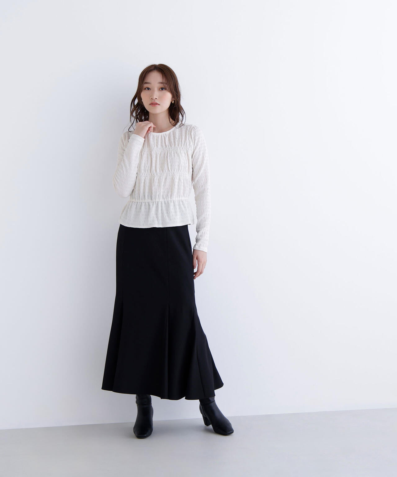 シャーリングペプラムカットソー長袖 | NATURAL BEAUTY BASIC