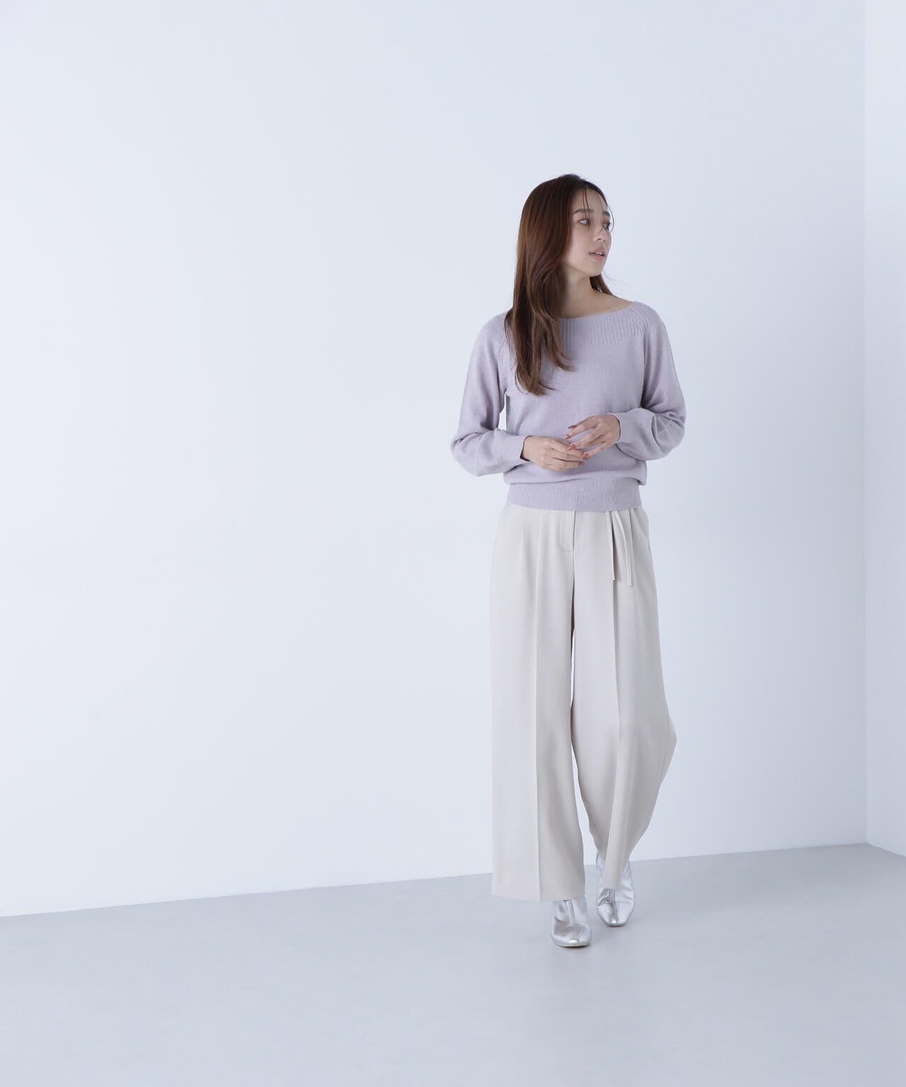 MIX BORDER LOOSE KNIT ベージュ Border Pocket Sweatshirt-Ginger x Apricot | MIZ