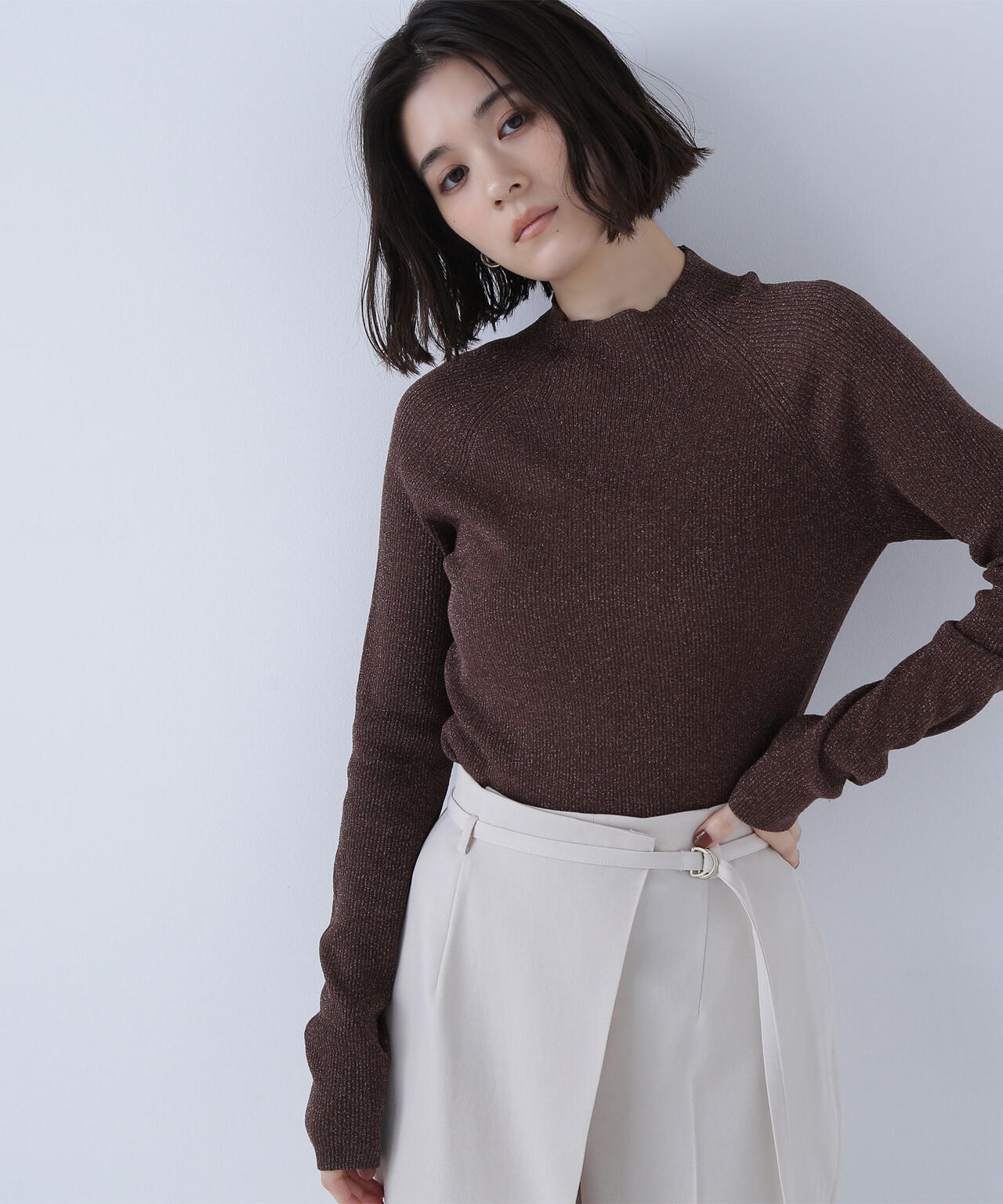 ハイネックラメリブニット | NATURAL BEAUTY BASIC（ナチュラル