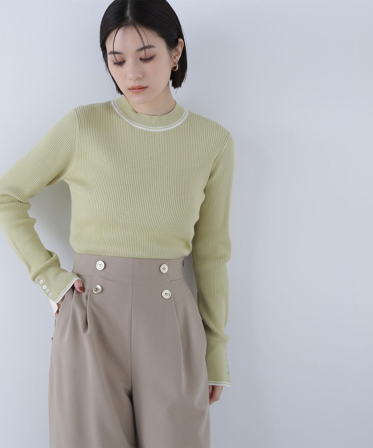 【未使用に近い】NATURAL BEAUTY BASIC〈定価19,800円〉 NATURAL BEAUTY BASIC ニット セーター バイカラーリブニット