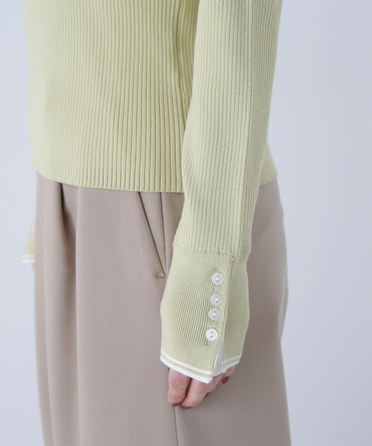 バイカラーラインリブニット