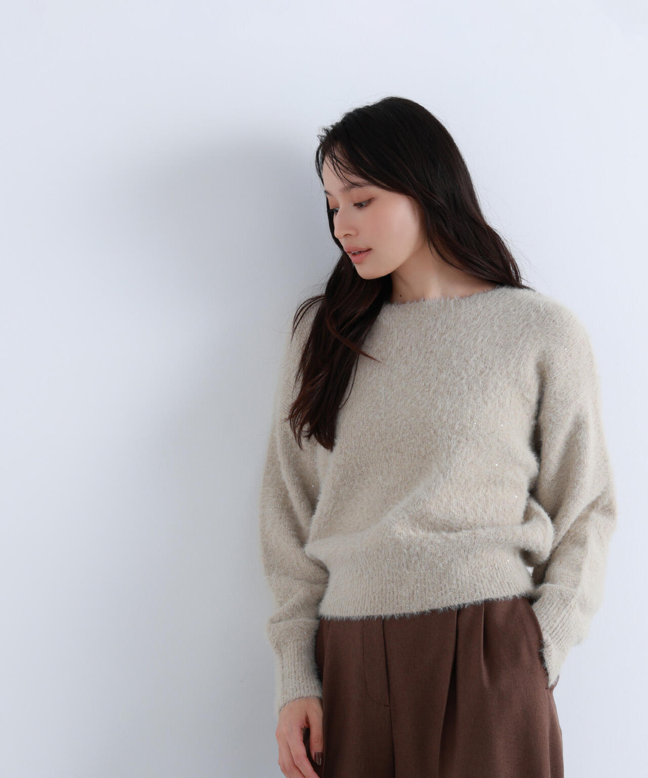 スパンコールフェザーニット