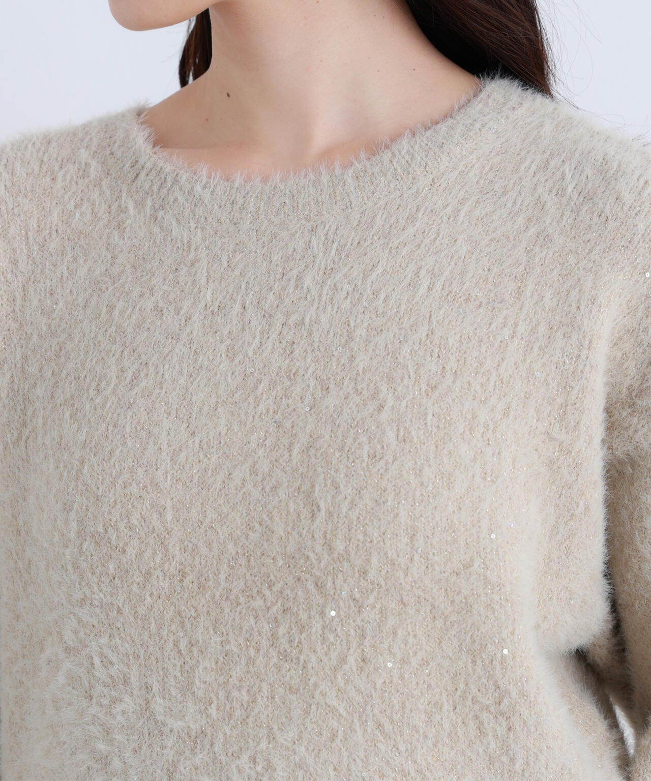 スパンコールフェザーニット