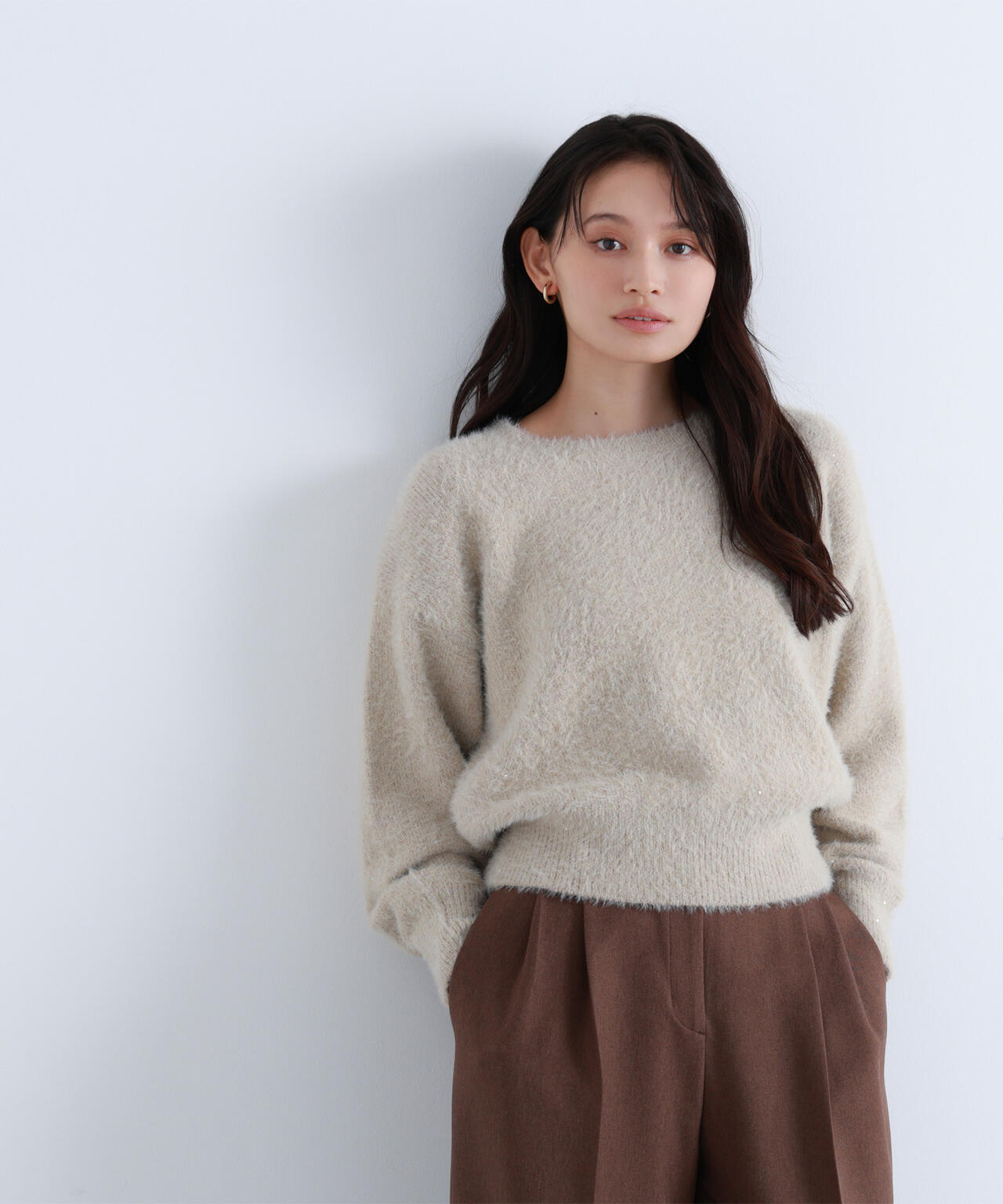 スパンコールフェザーニット