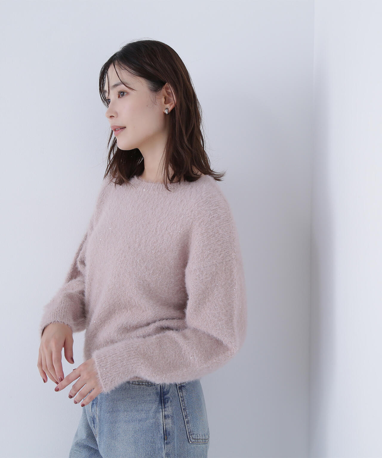 スパンコールフェザーニット