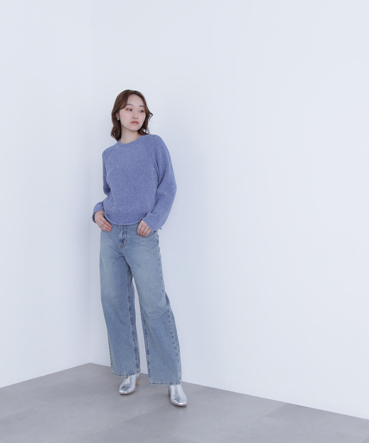 スパンコールモールニット