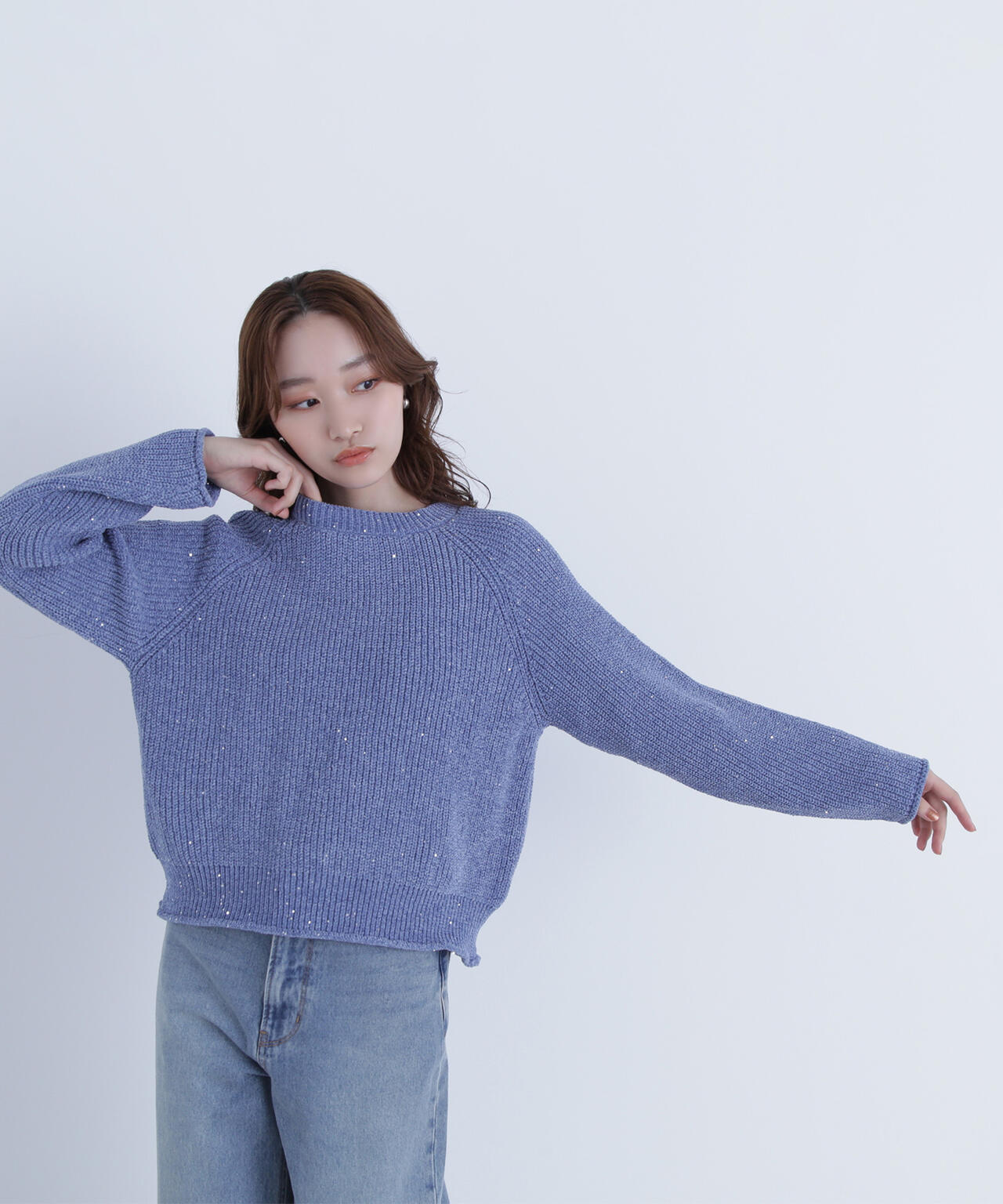 スパンコールモールニット