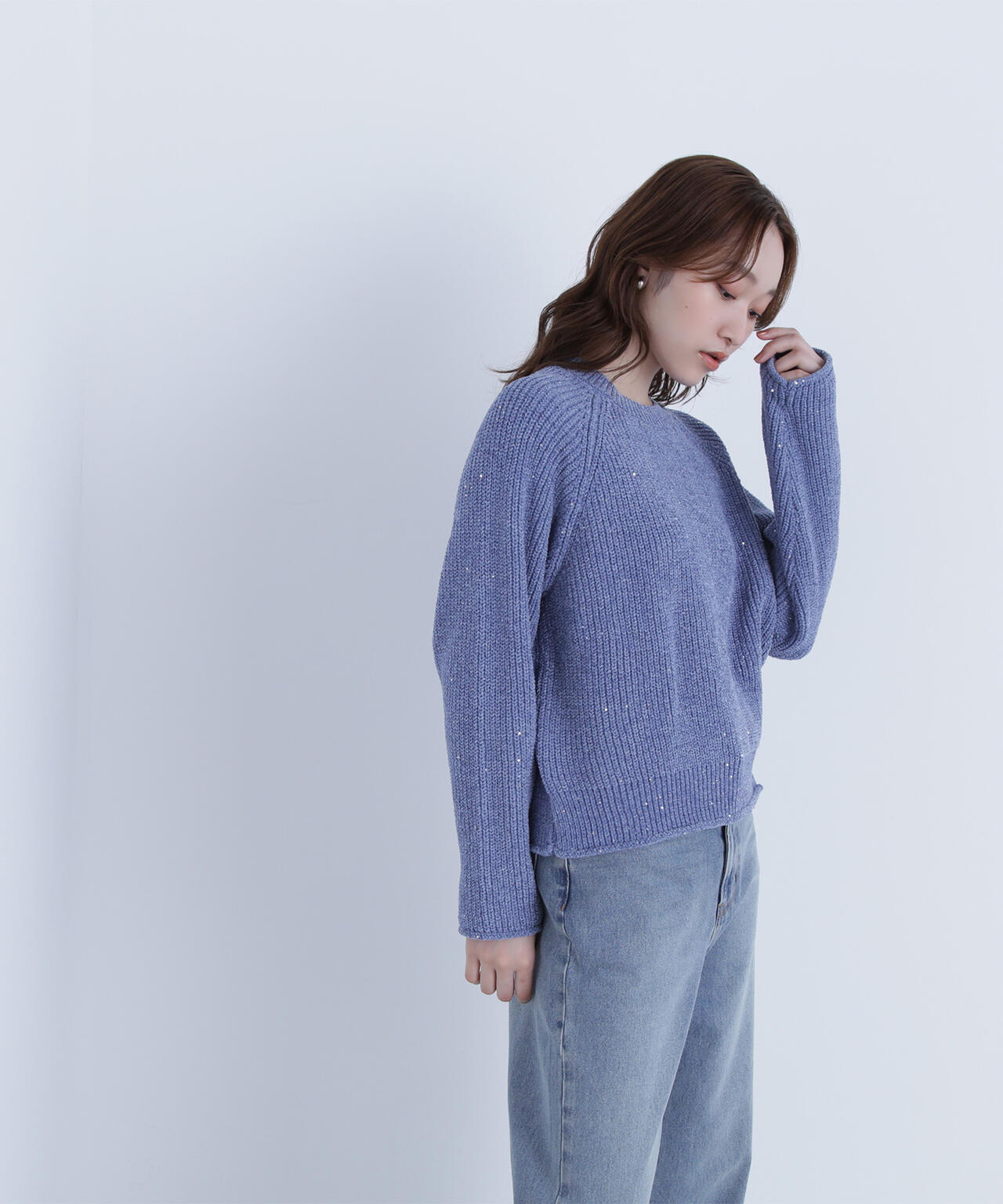 スパンコールモールニット