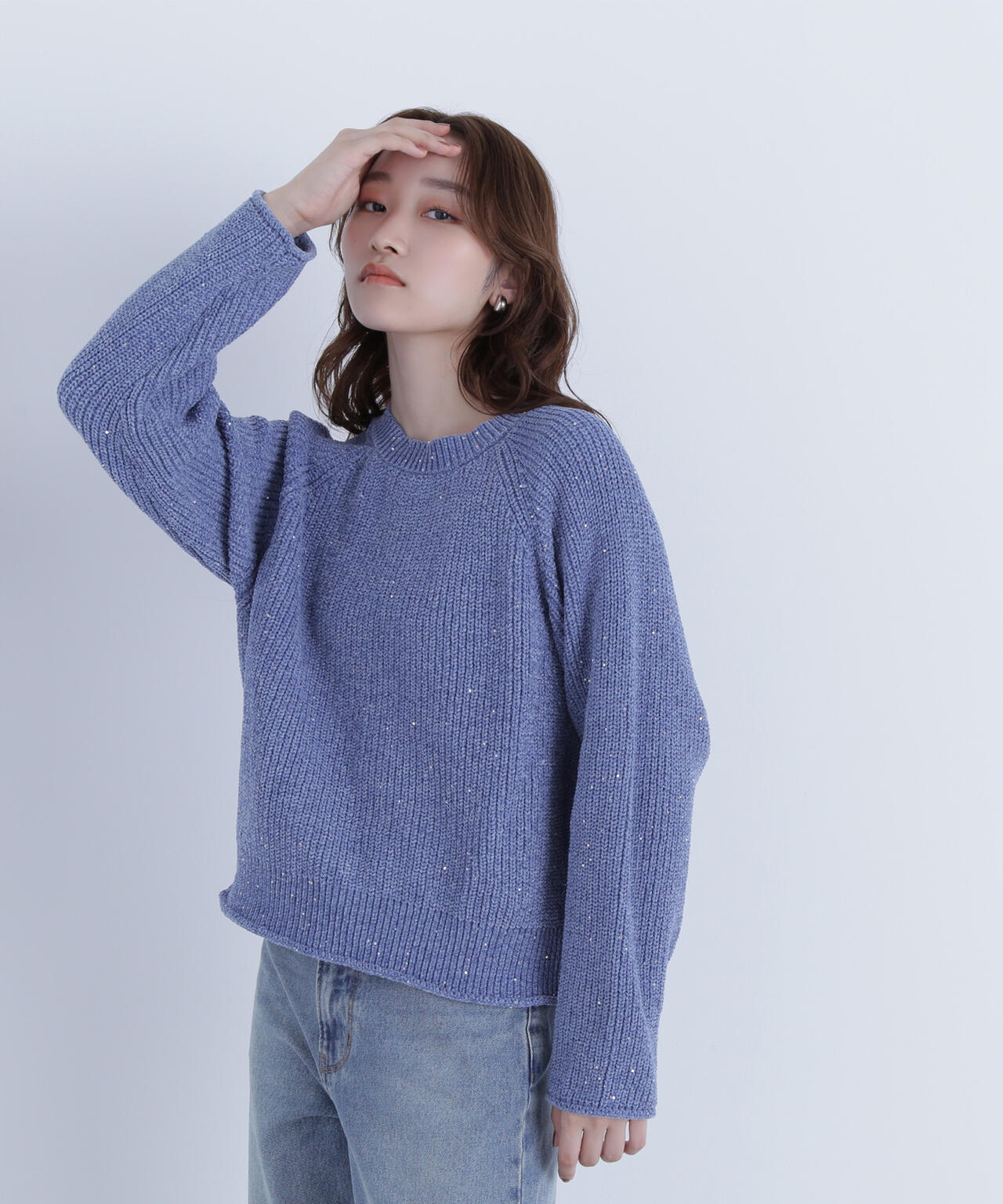 スパンコールモールニット