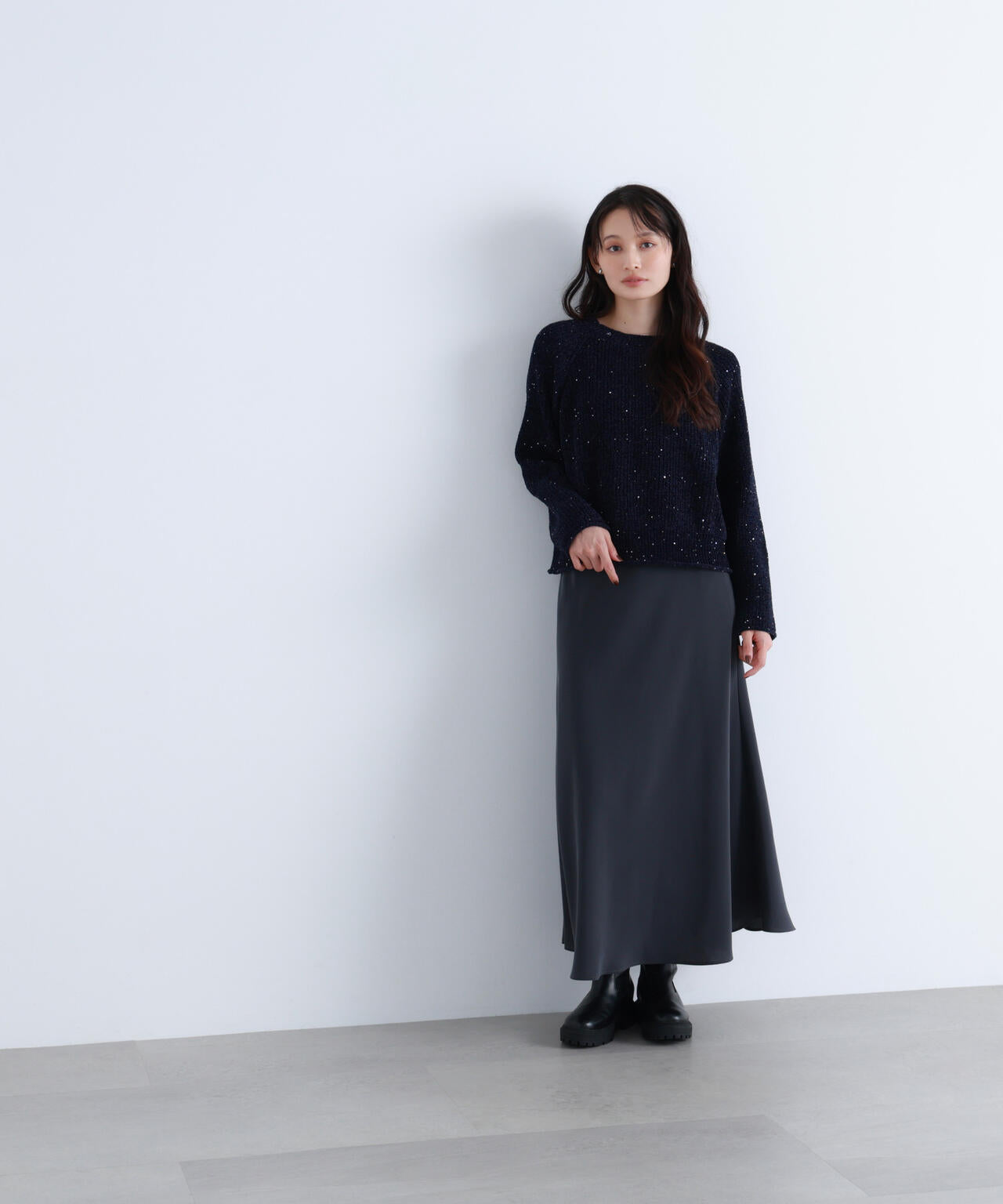 スパンコールモールニット