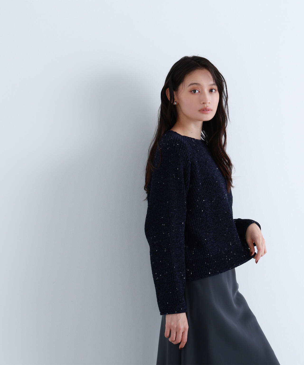 スパンコールモールニット