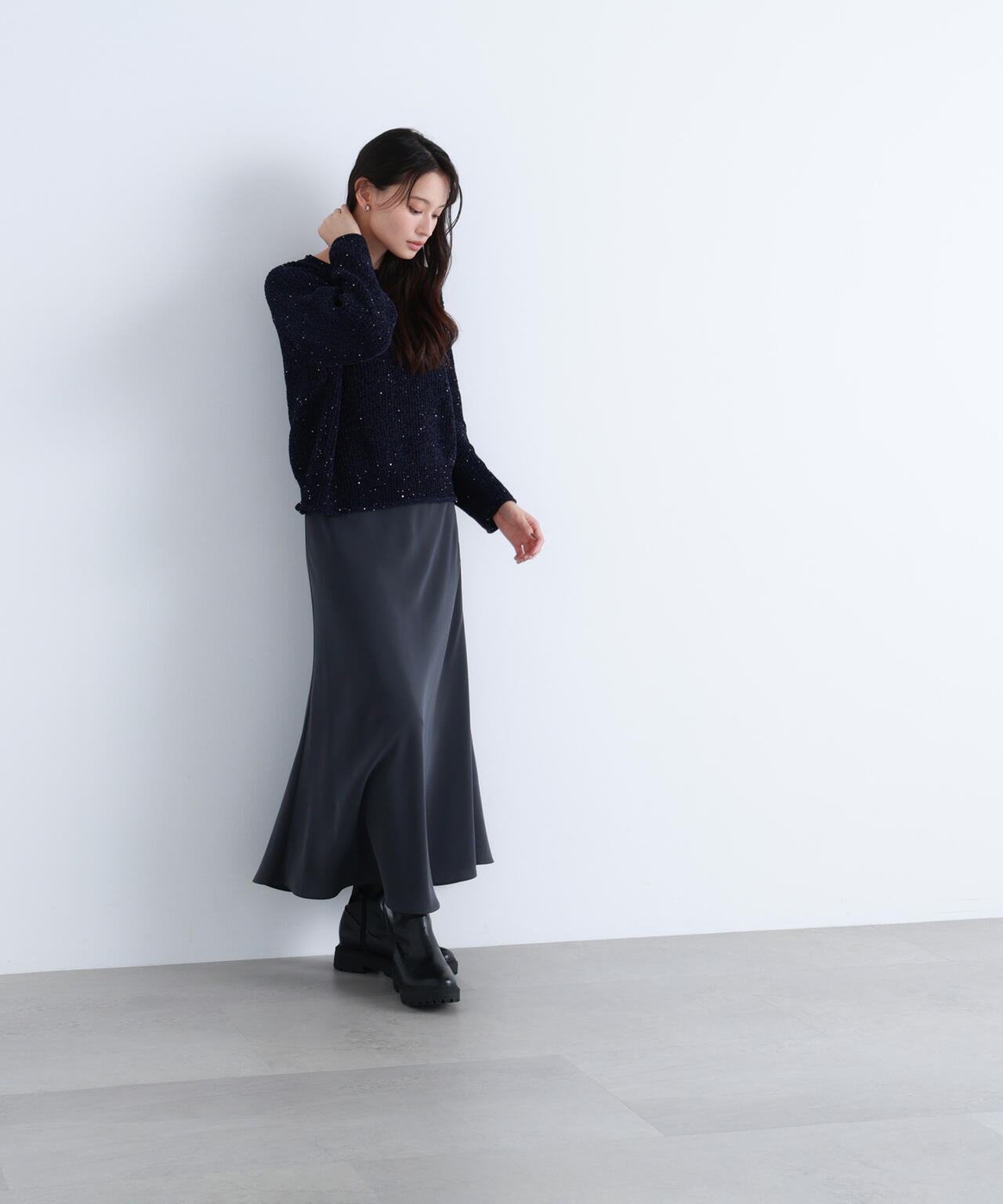 スパンコールモールニット