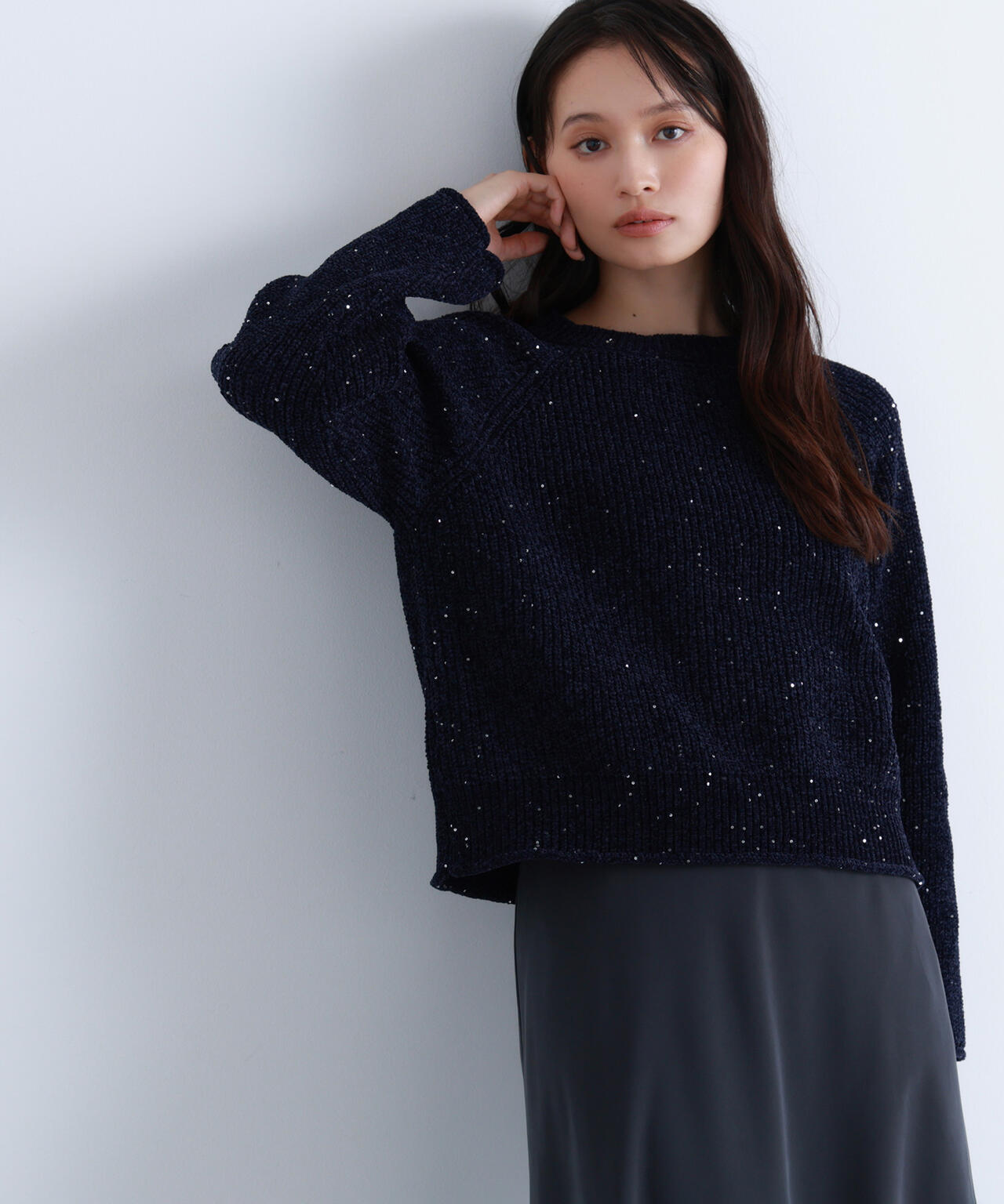 スパンコールモールニット