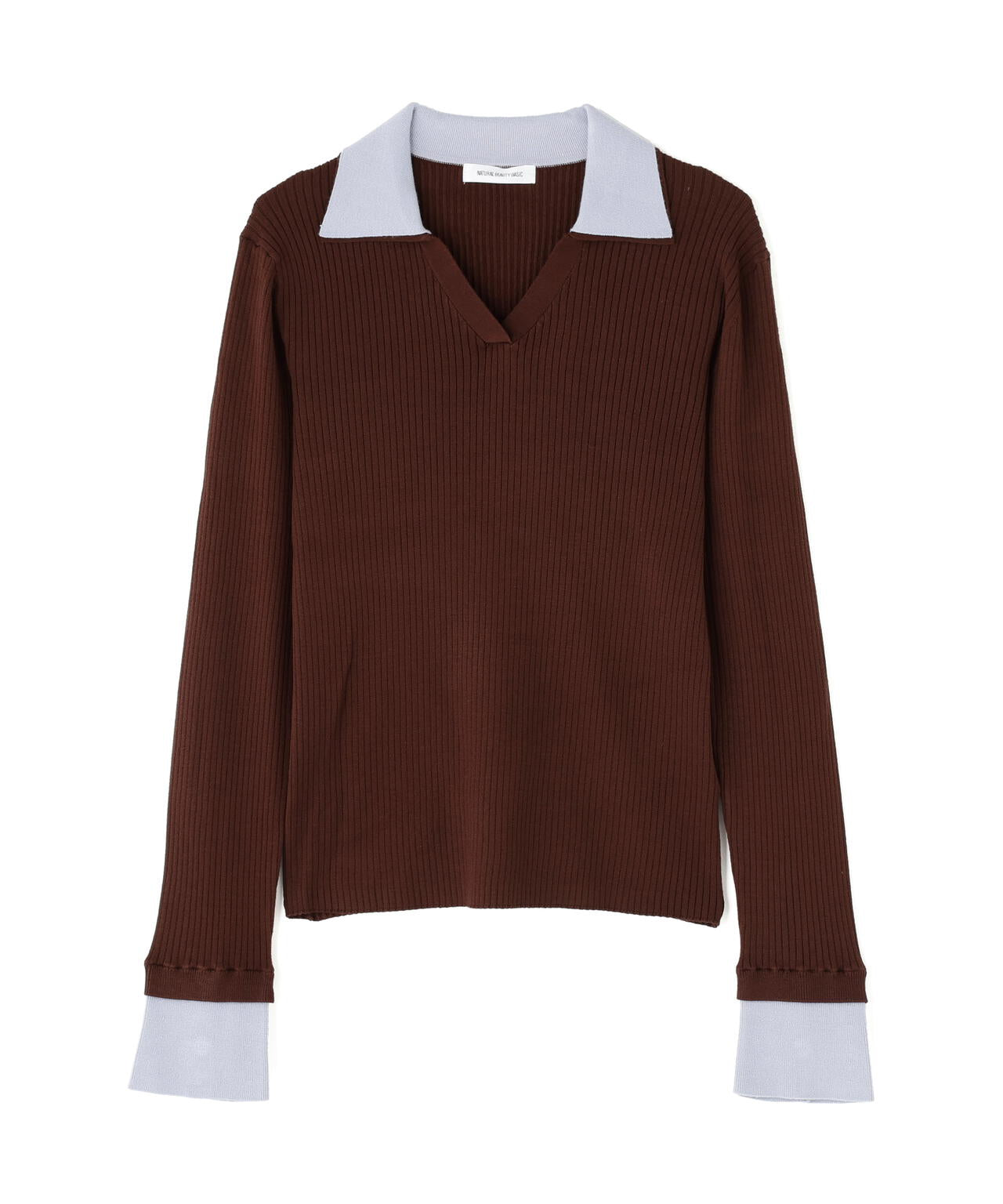 ダブルカラーVネックリブニット | NATURAL BEAUTY BASIC（ナチュラル