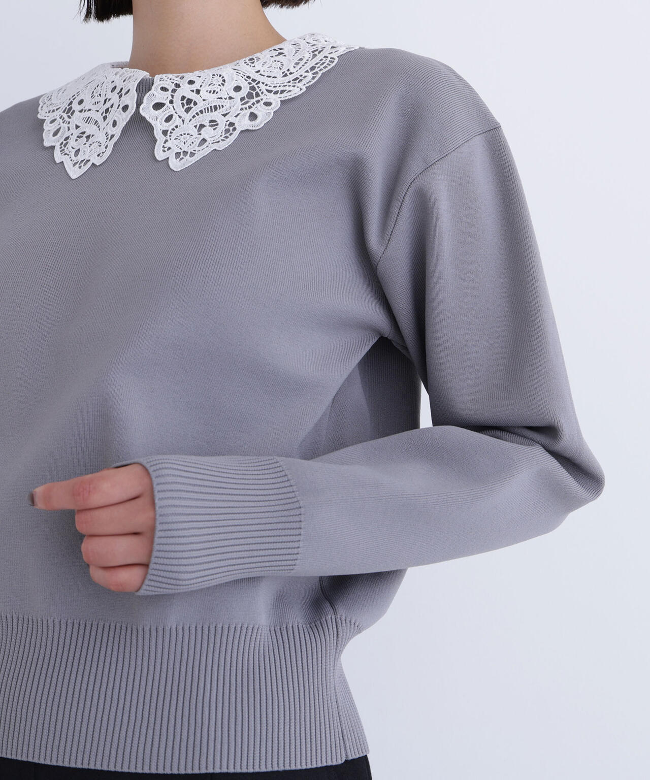 レースカラーフォルムニット