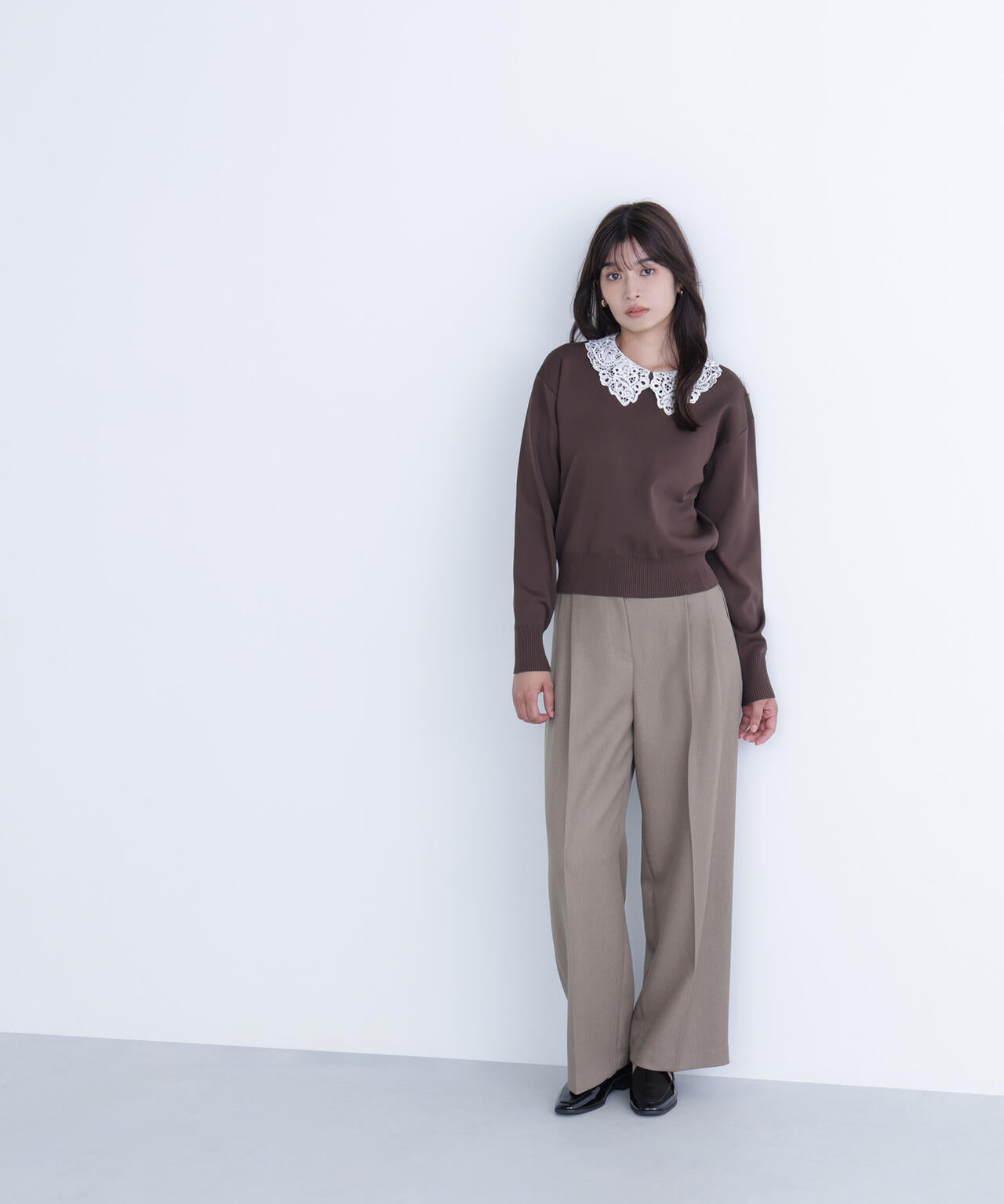 レースカラーフォルムニット