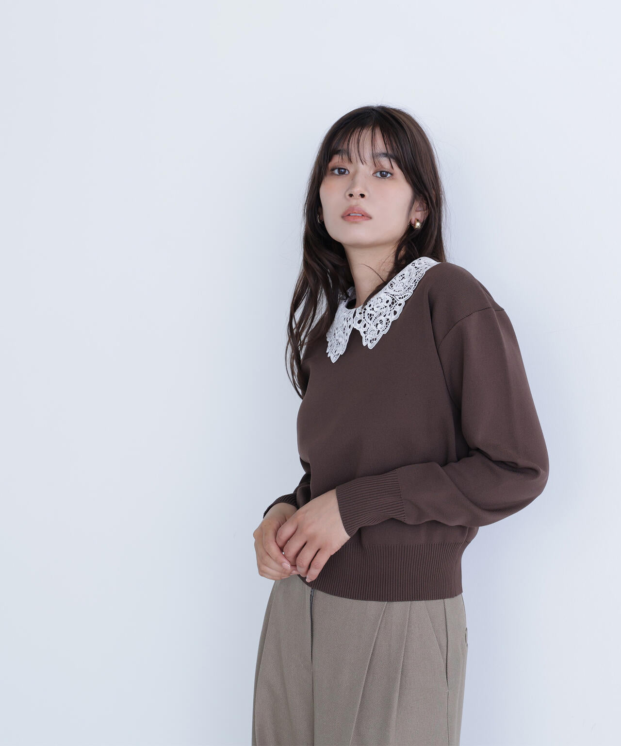 レースカラーフォルムニット