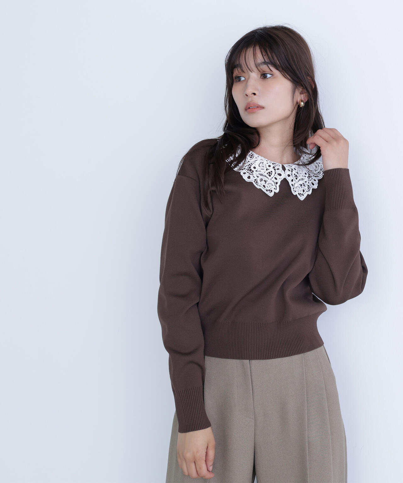 レースカラーフォルムニット