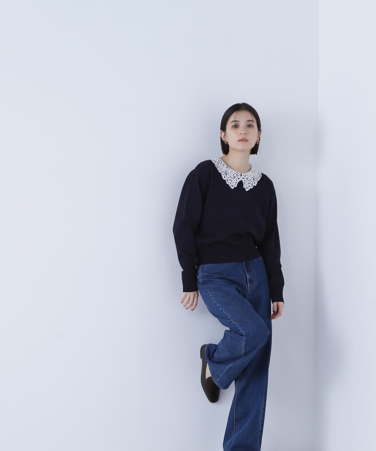 レースカラーフォルムニット