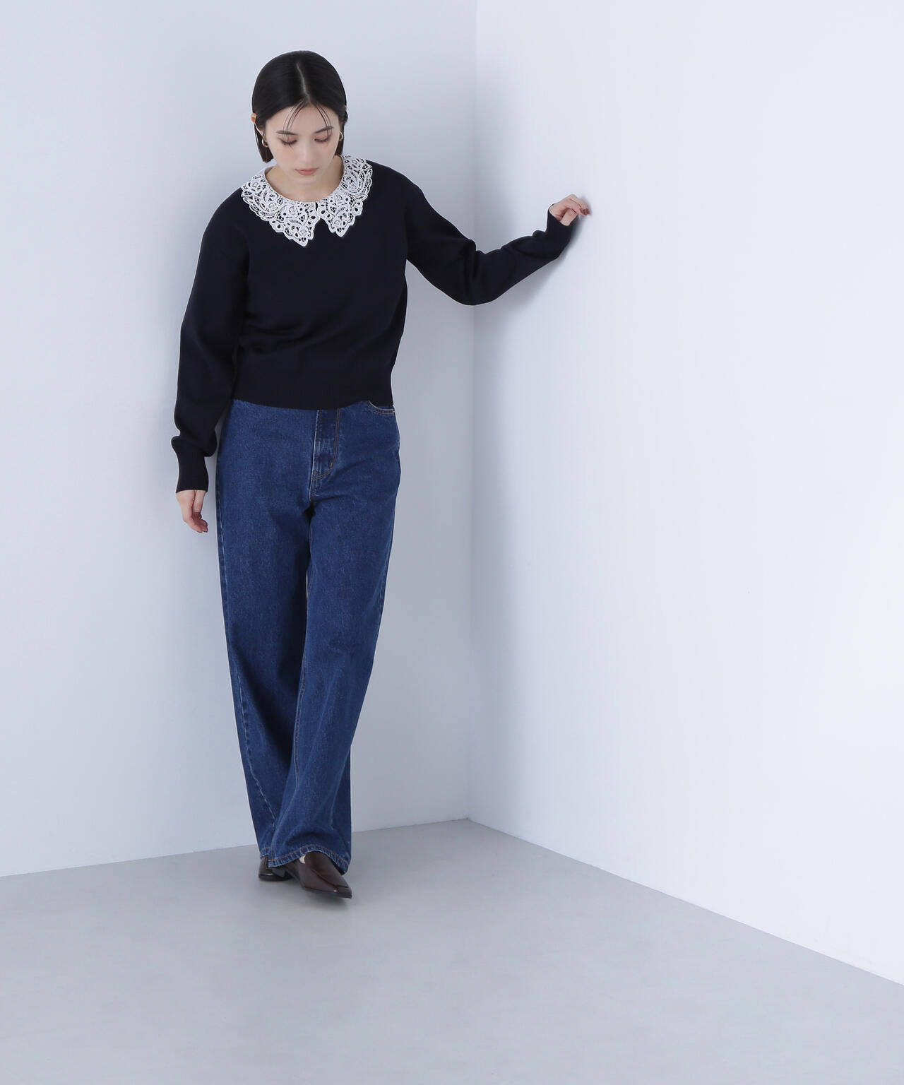 レースカラーフォルムニット