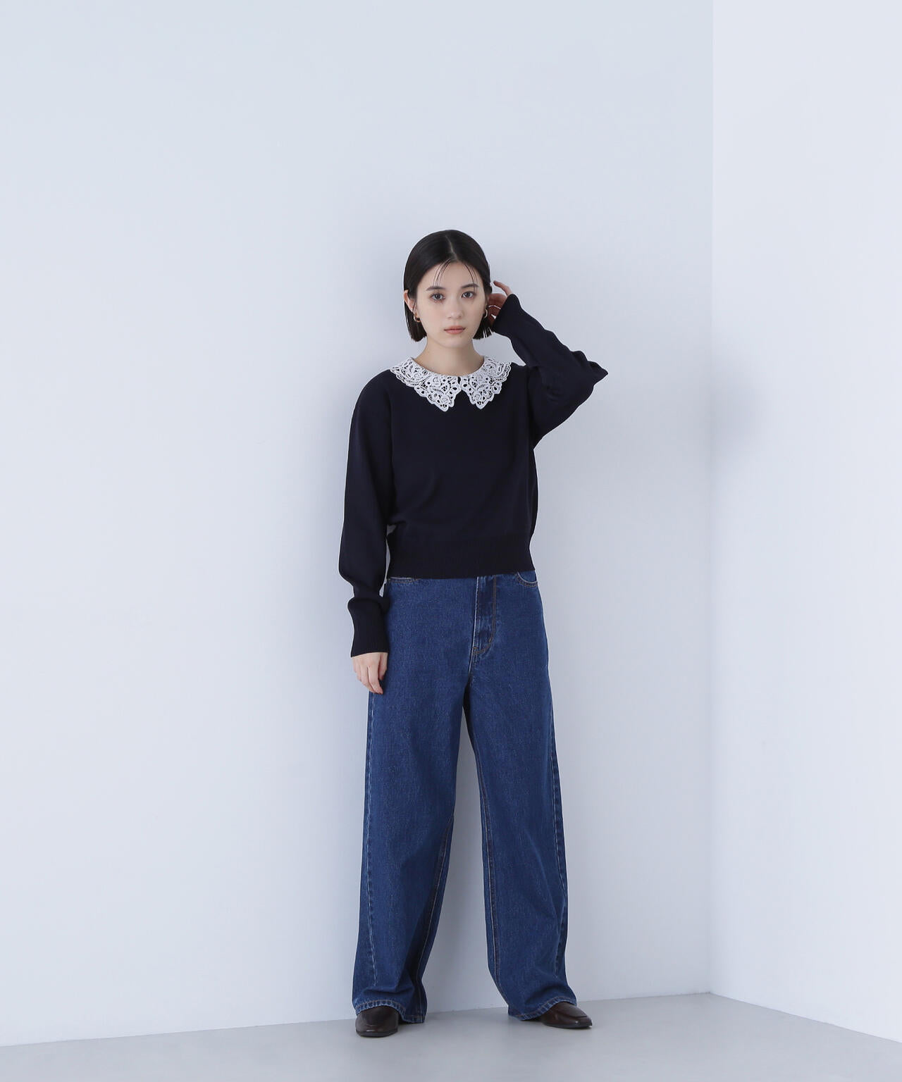 レースカラーフォルムニット