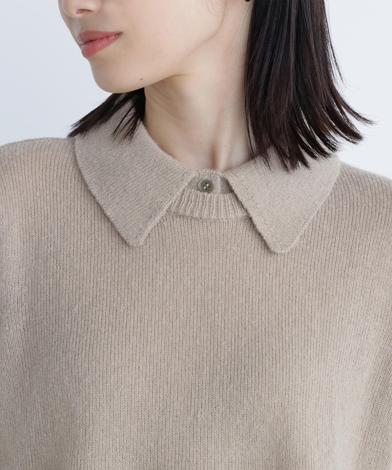 襟付きペプラムニット | NATURAL BEAUTY BASIC（ナチュラル