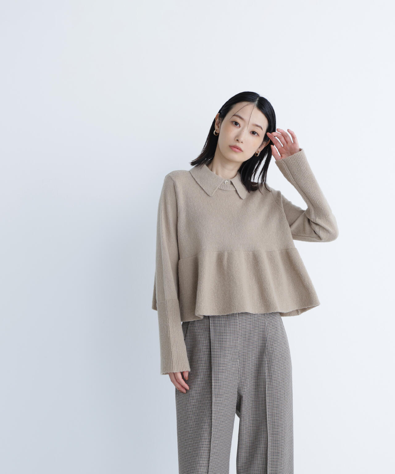 襟付きペプラムニット | NATURAL BEAUTY BASIC（ナチュラル