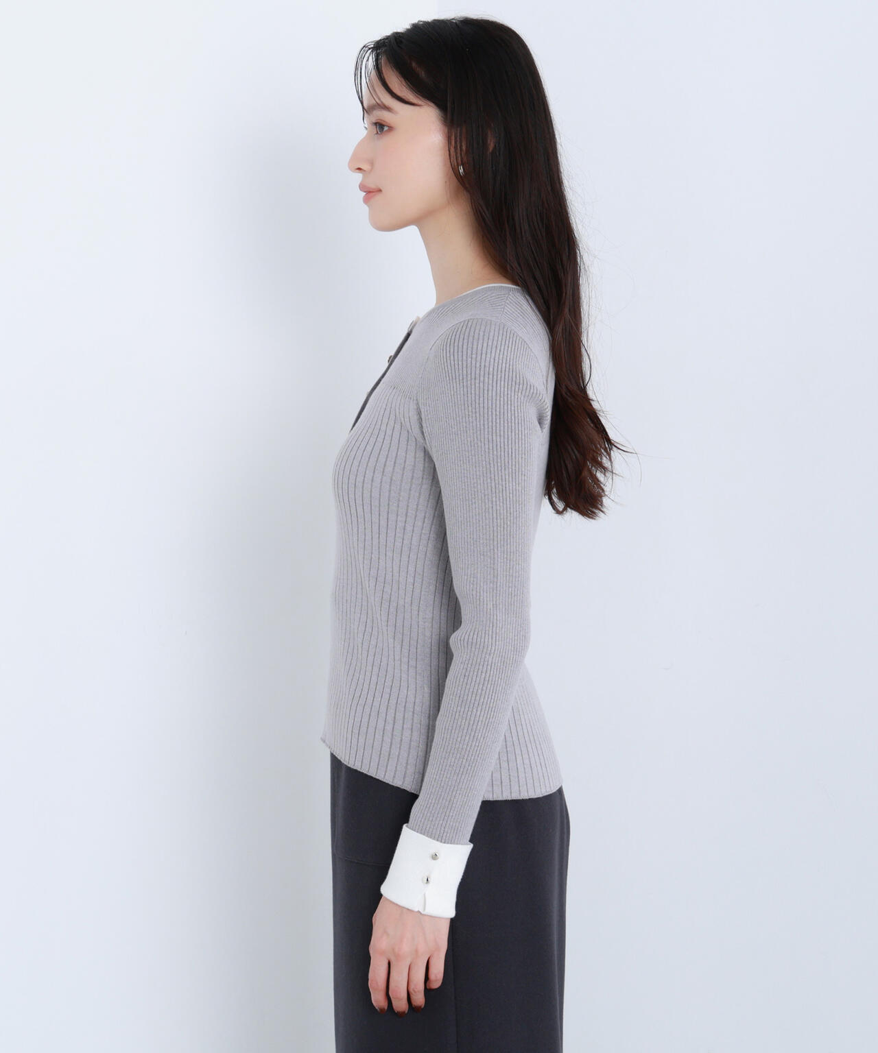 フロントボタンバイカラーニット | NATURAL BEAUTY BASIC（ナチュラル