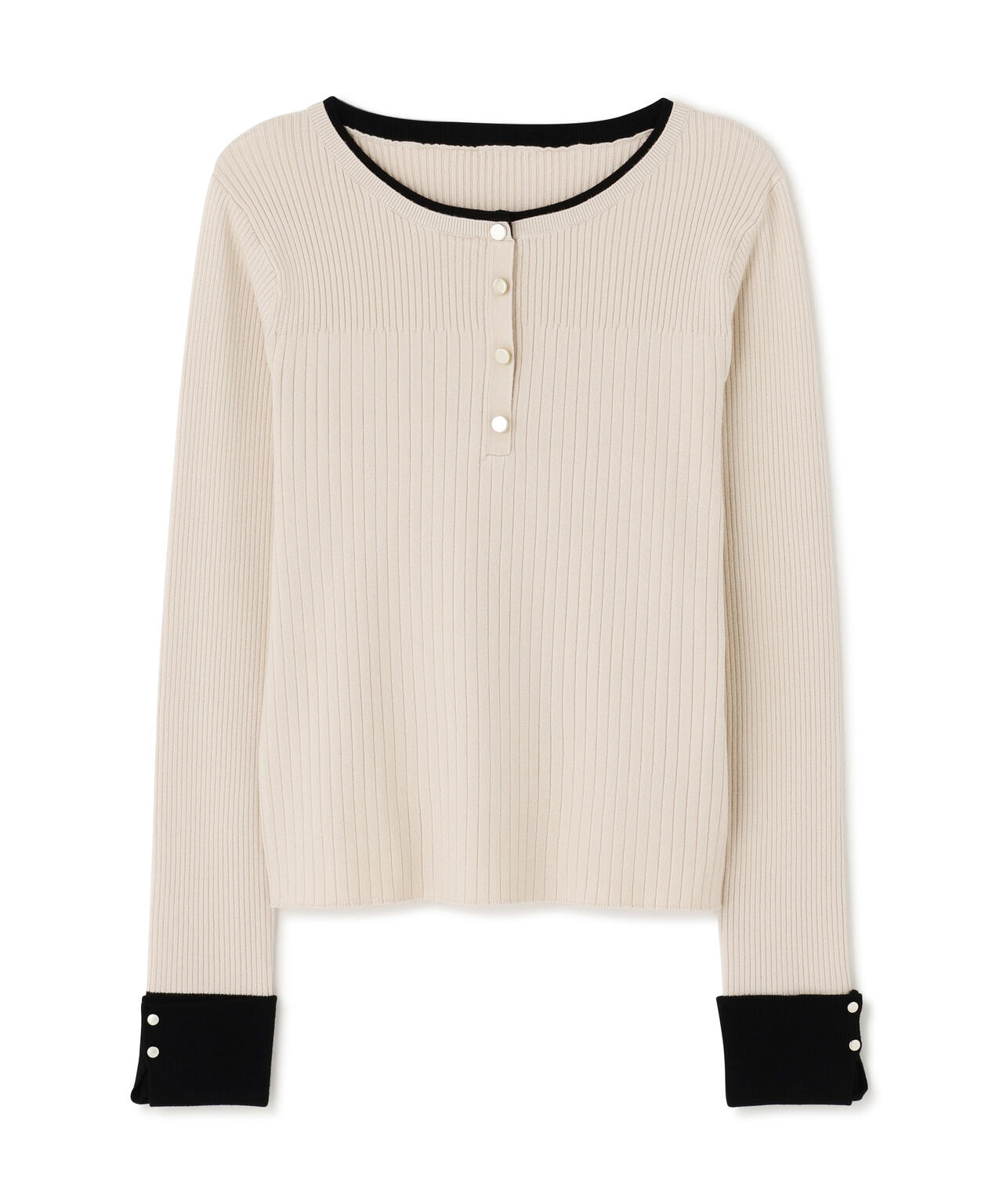 フロントボタンバイカラーニット