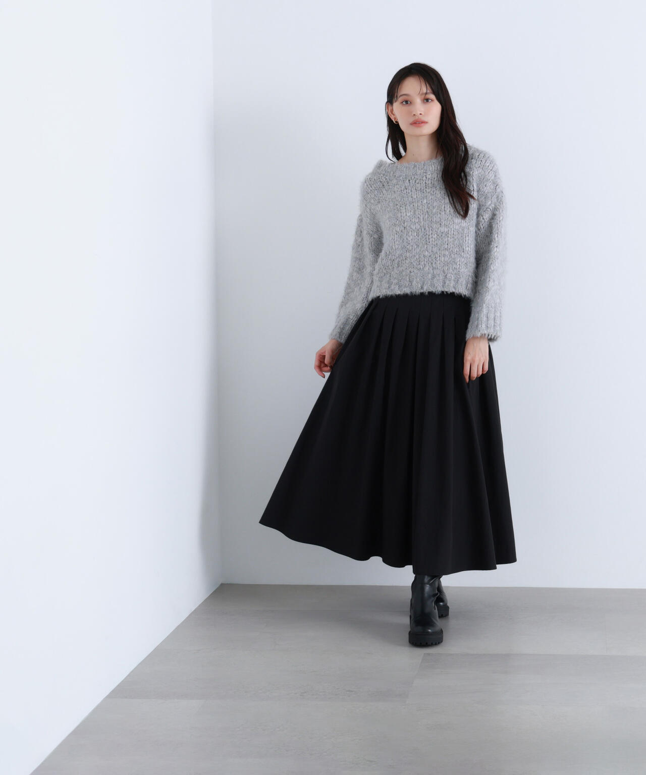 2wayネックスラブヤーンニット