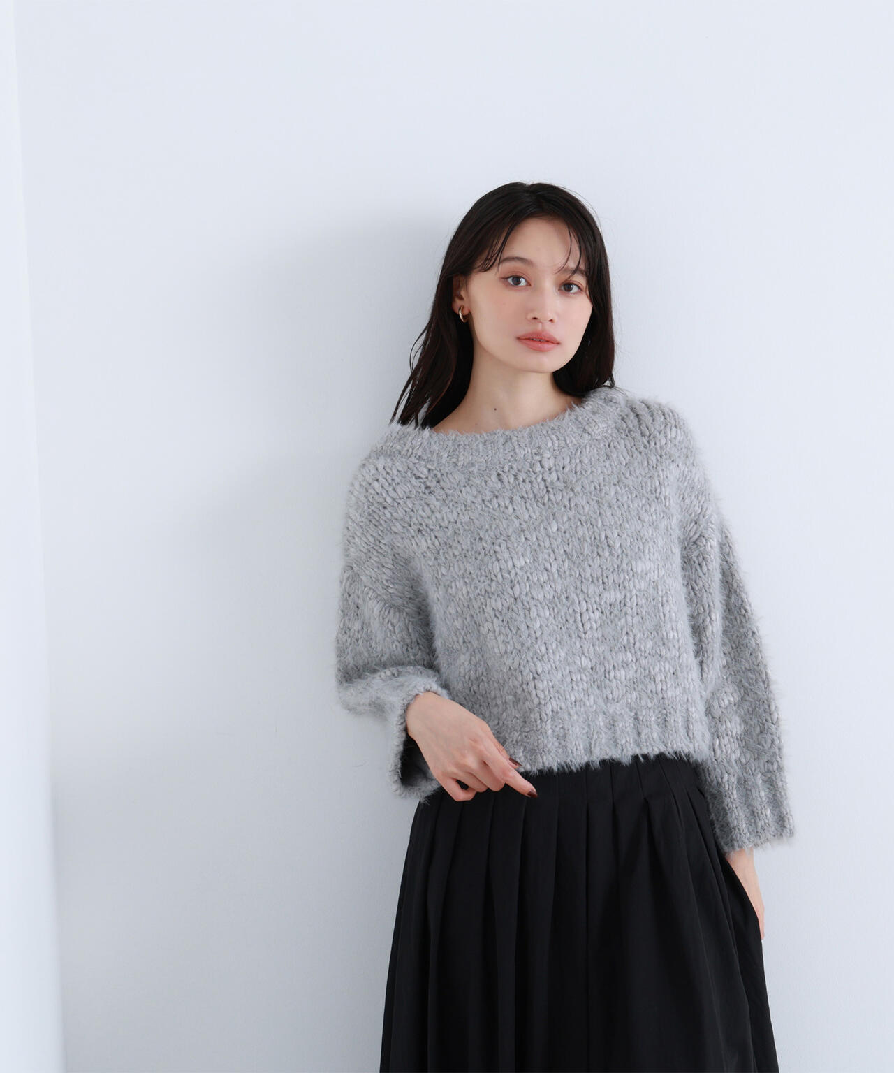 2wayネックスラブヤーンニット