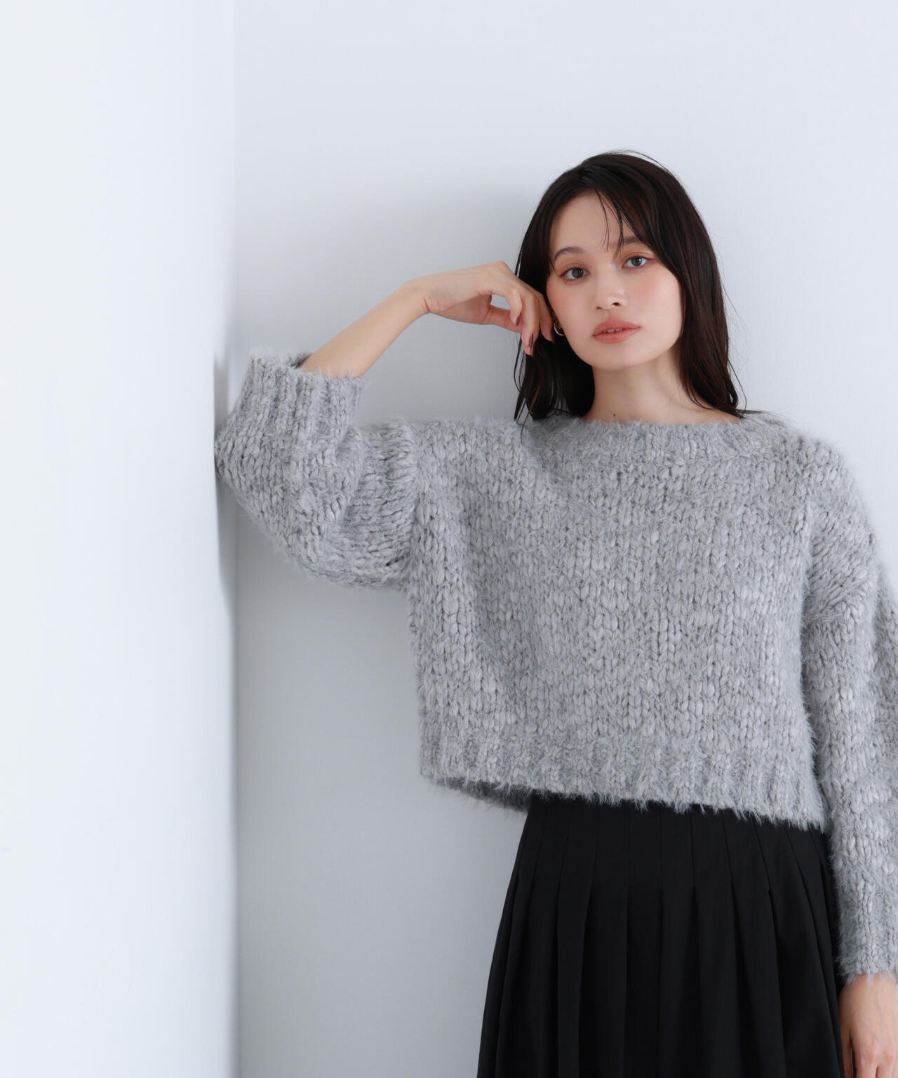 2wayネックスラブヤーンニット