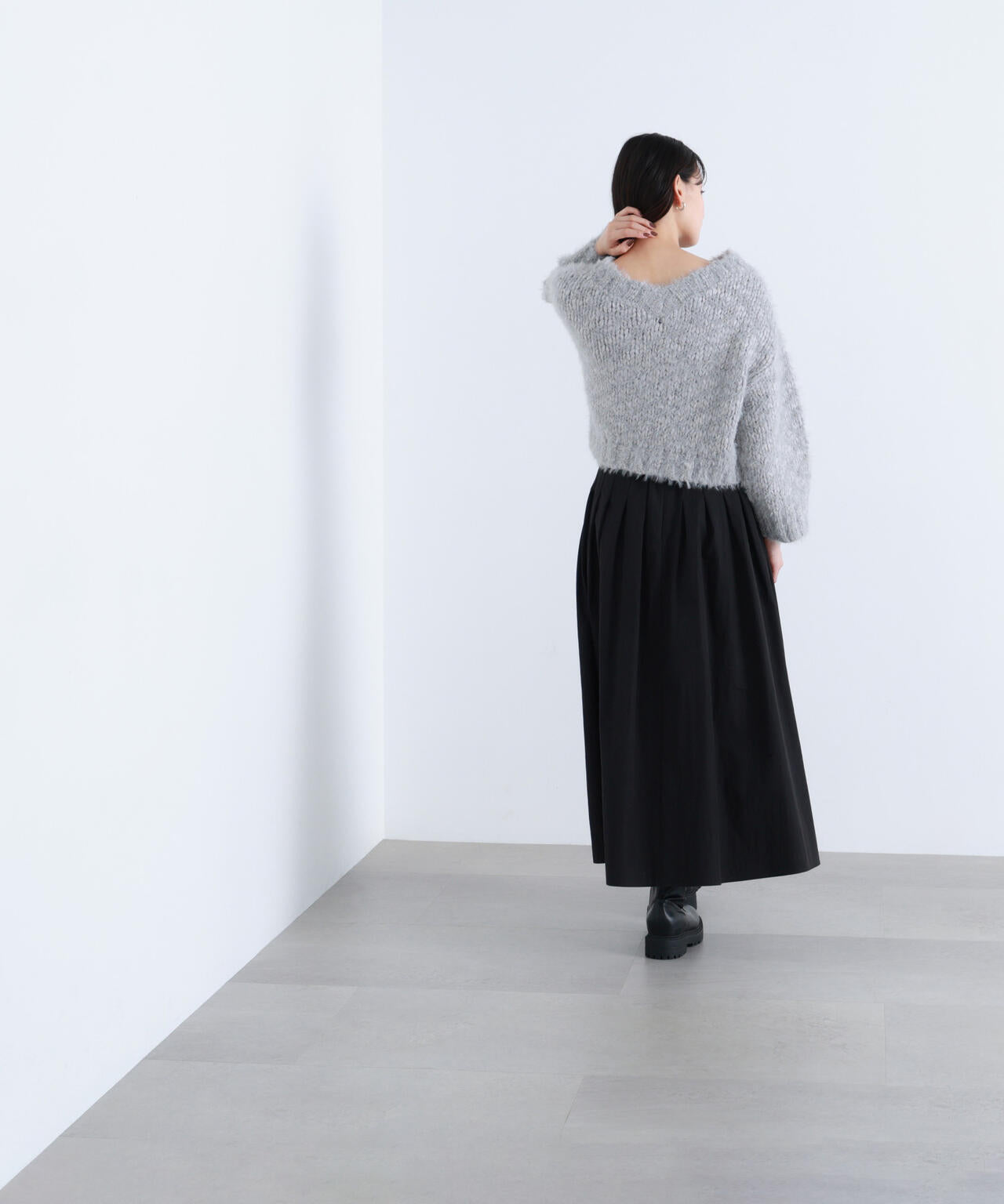 2wayネックスラブヤーンニット