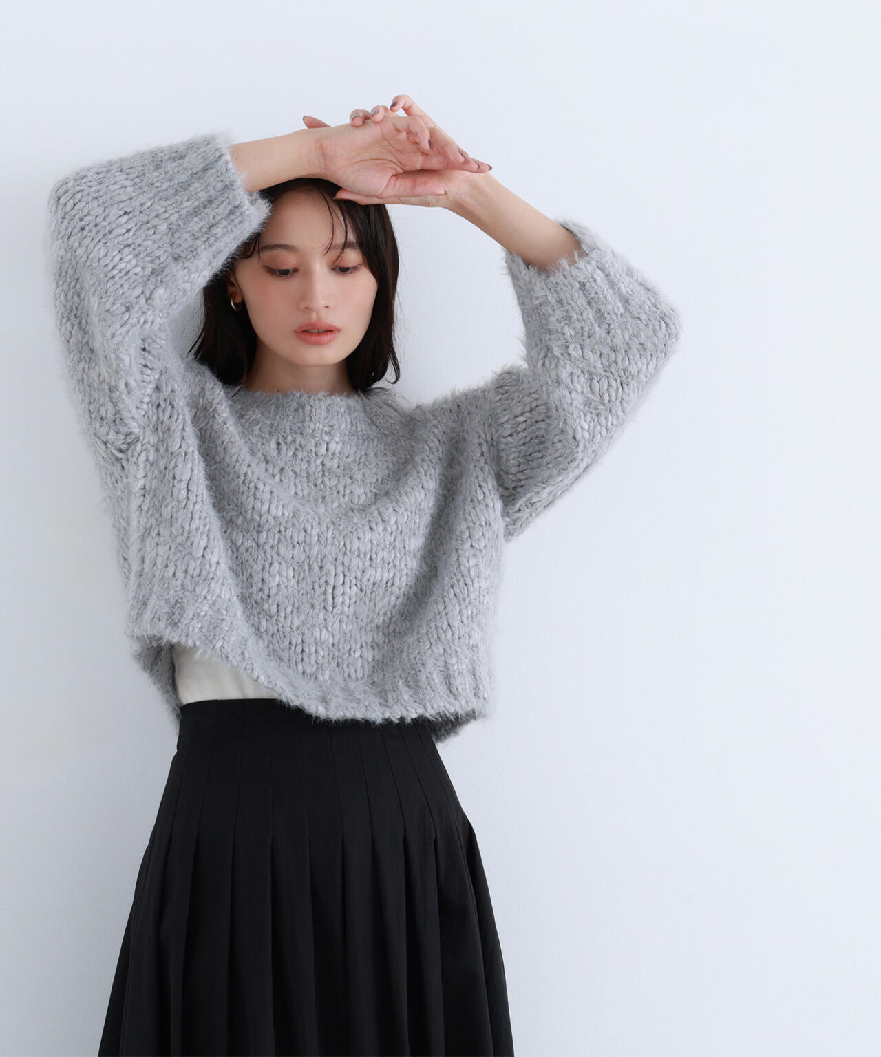 2wayネックスラブヤーンニット