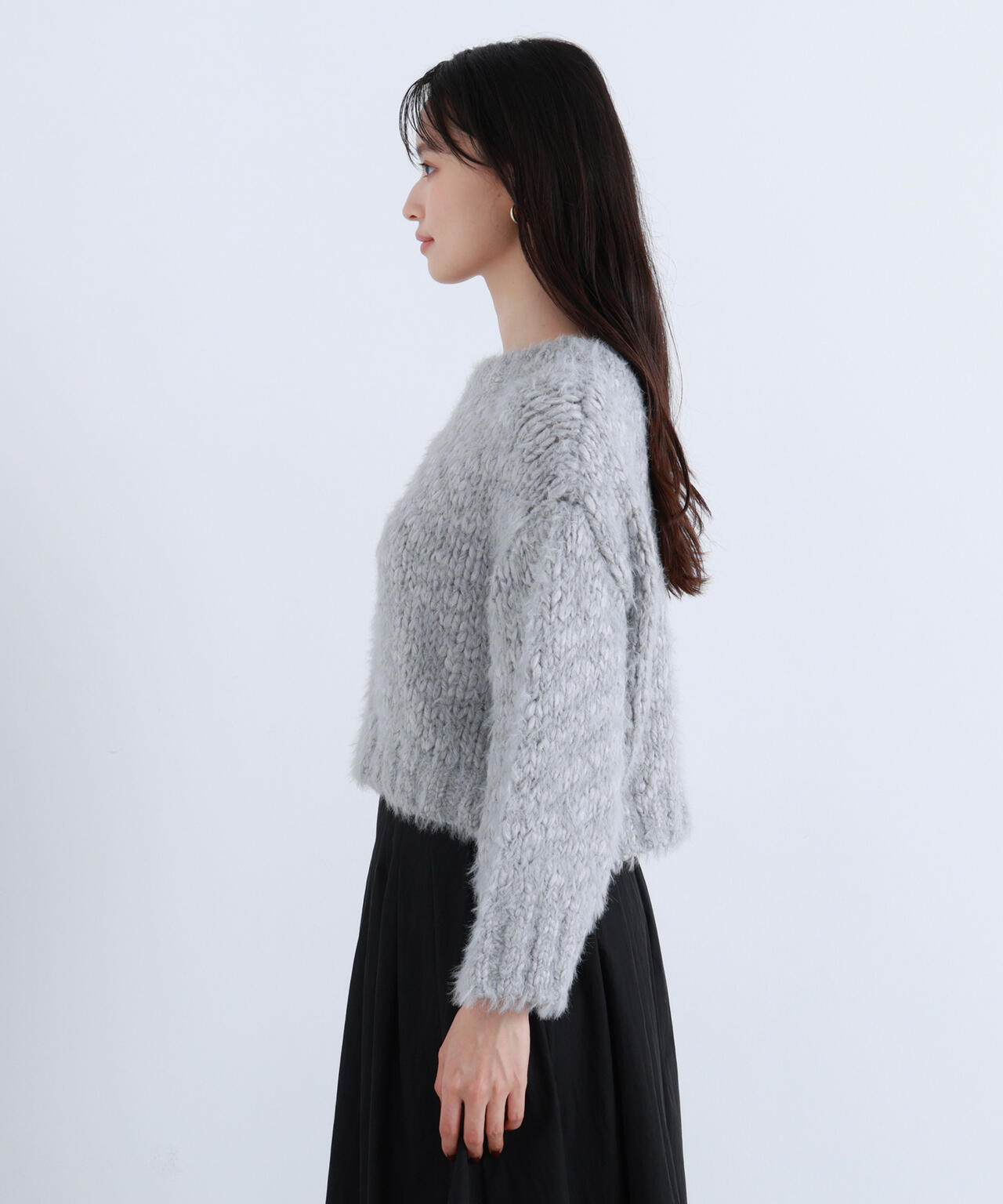 2wayネックスラブヤーンニット