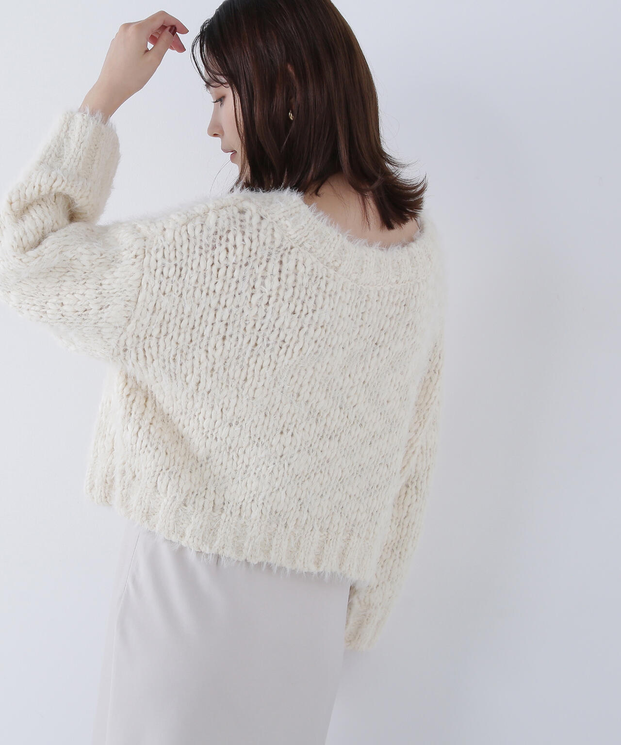 2wayネックスラブヤーンニット