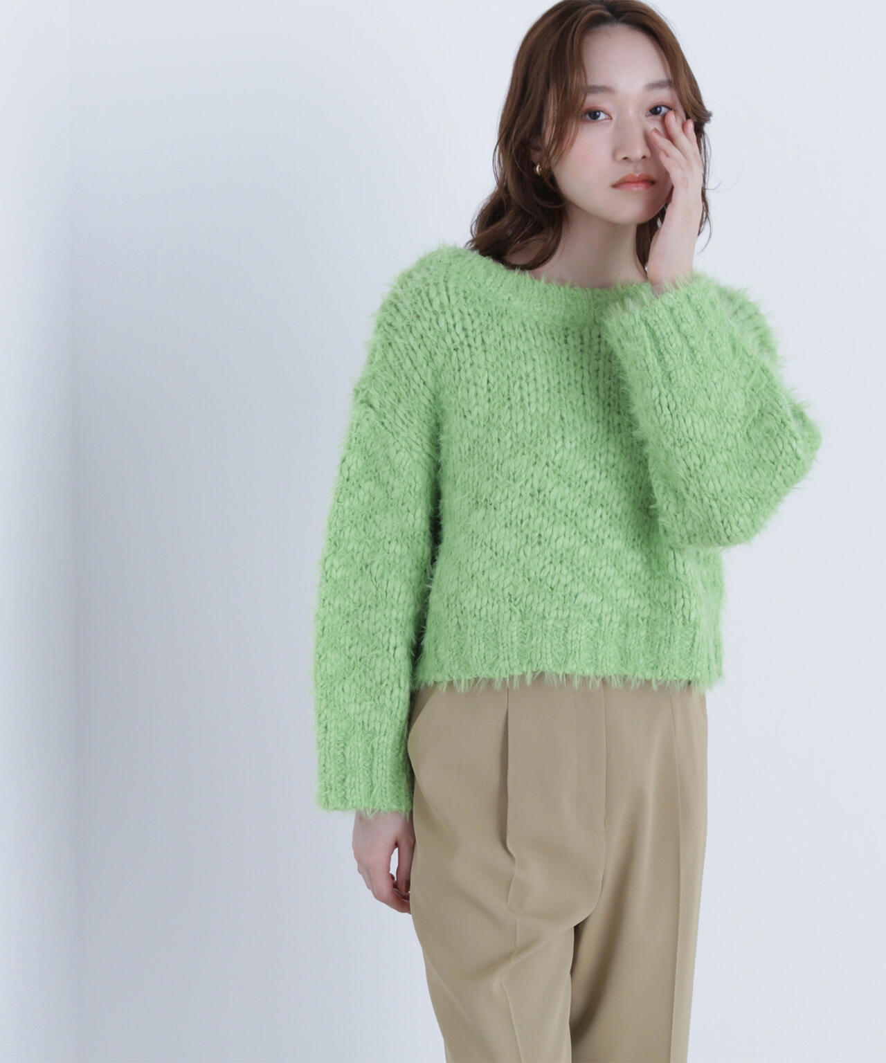 2wayネックスラブヤーンニット