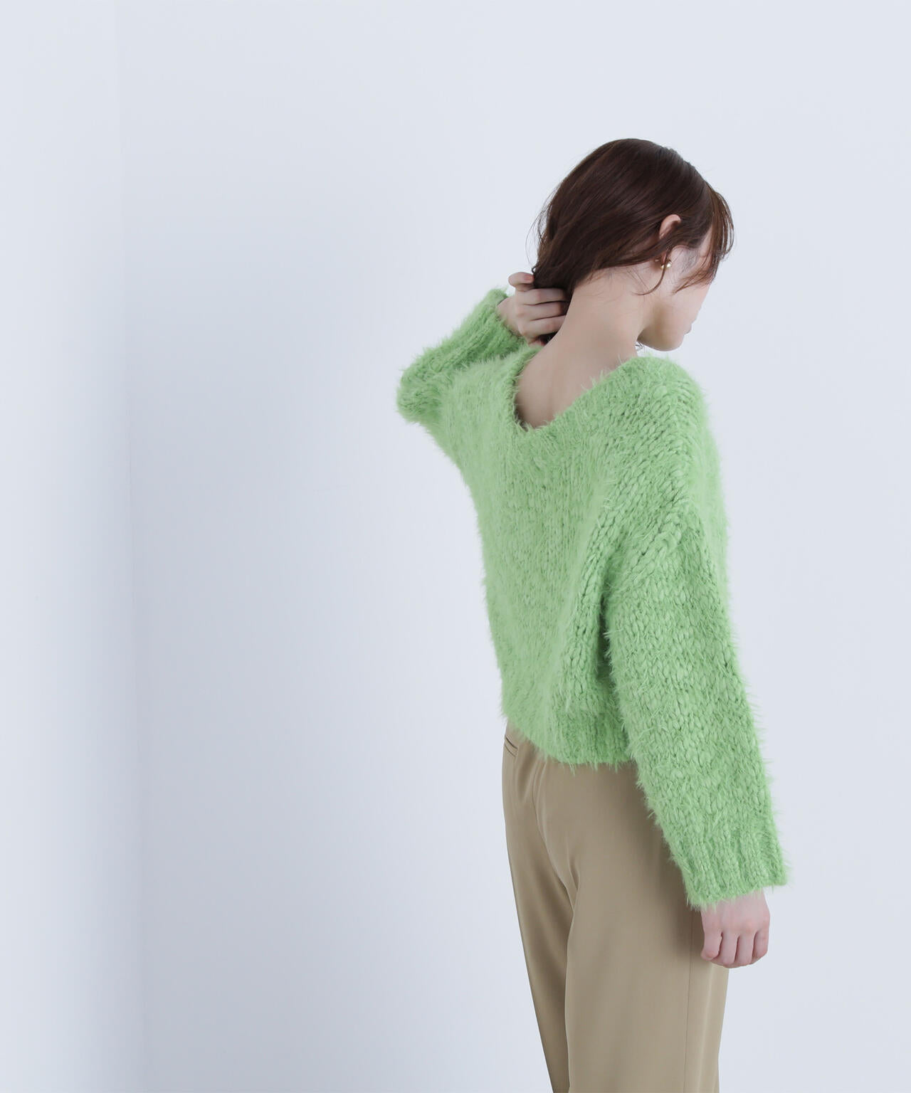 2wayネックスラブヤーンニット