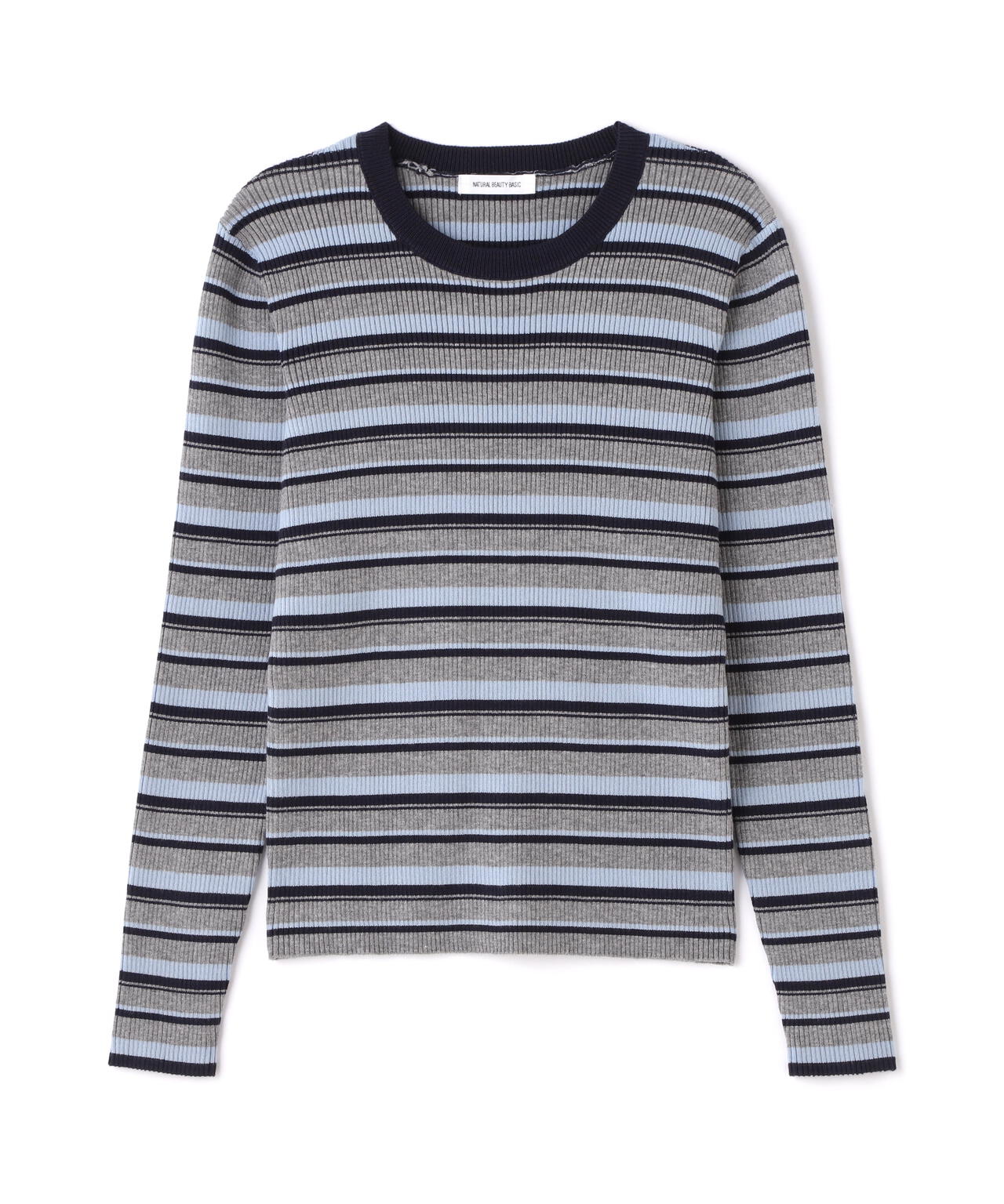 マルチボーダーリブニット