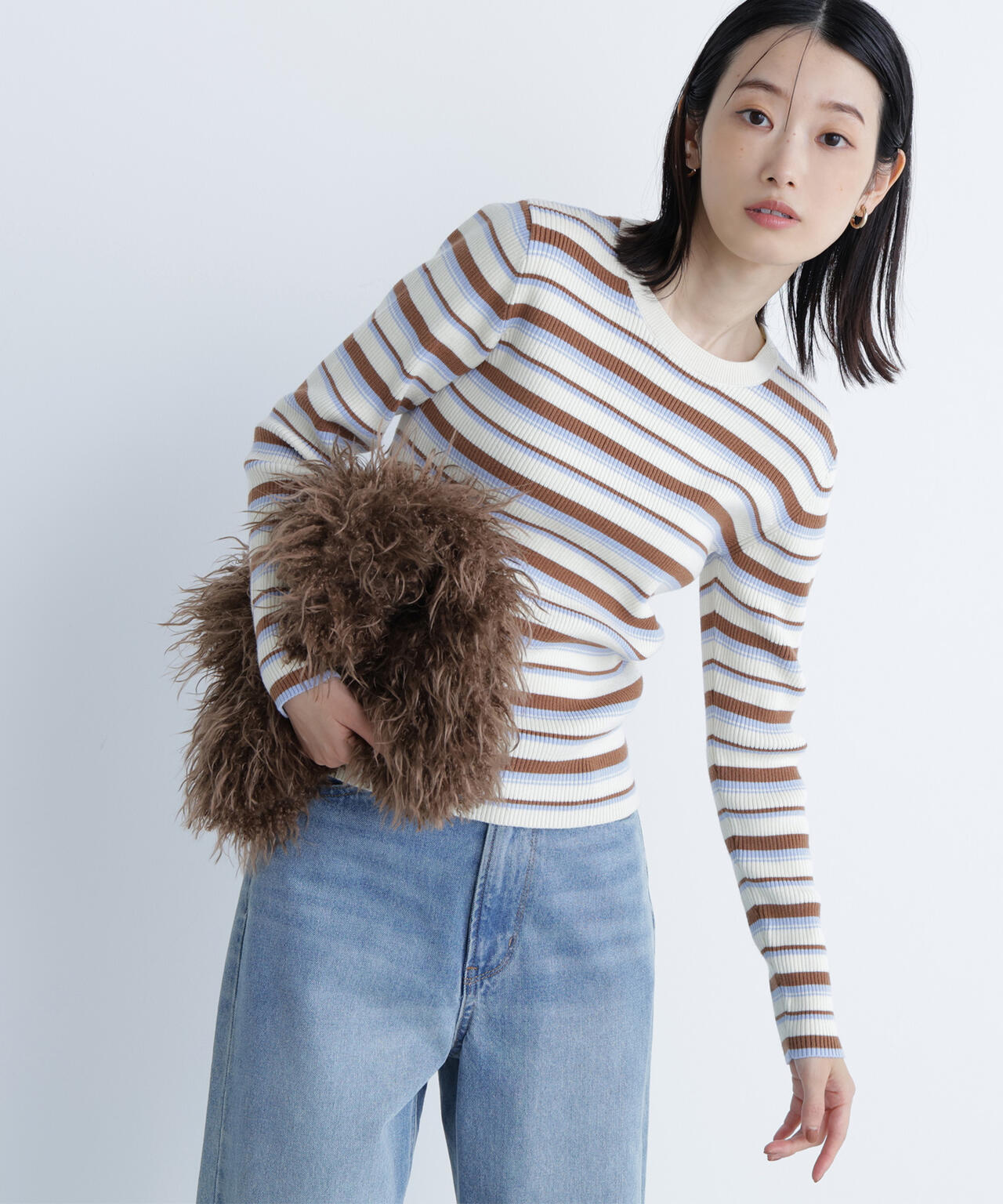 マルチボーダーリブニット | NATURAL BEAUTY BASIC（ナチュラル