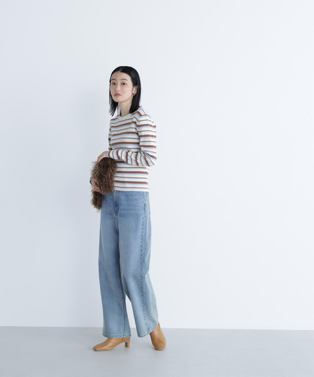 マルチボーダーリブニット