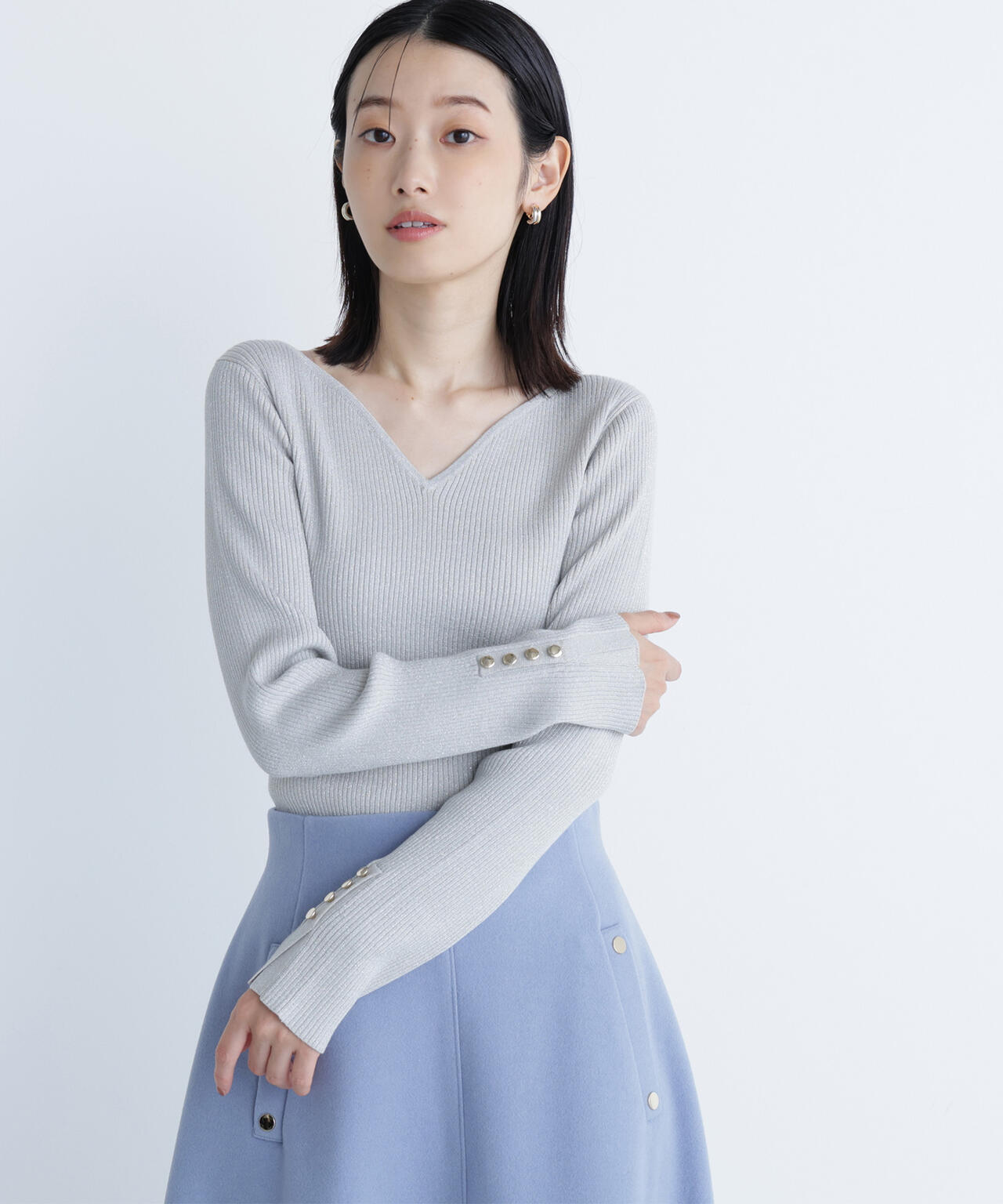 セブンテン ベーシックリブラメニット(ライトブルーラメ) 20％off