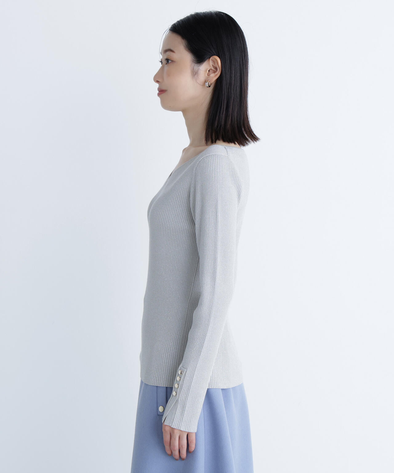 ナチュラルビューティーベーシック（NATURAL BEAUTY BASIC）/ニュアンスネックラメリブニット ニュアンスネックラメリブニット | NATURAL BEAUTY BASIC（ナチュラル