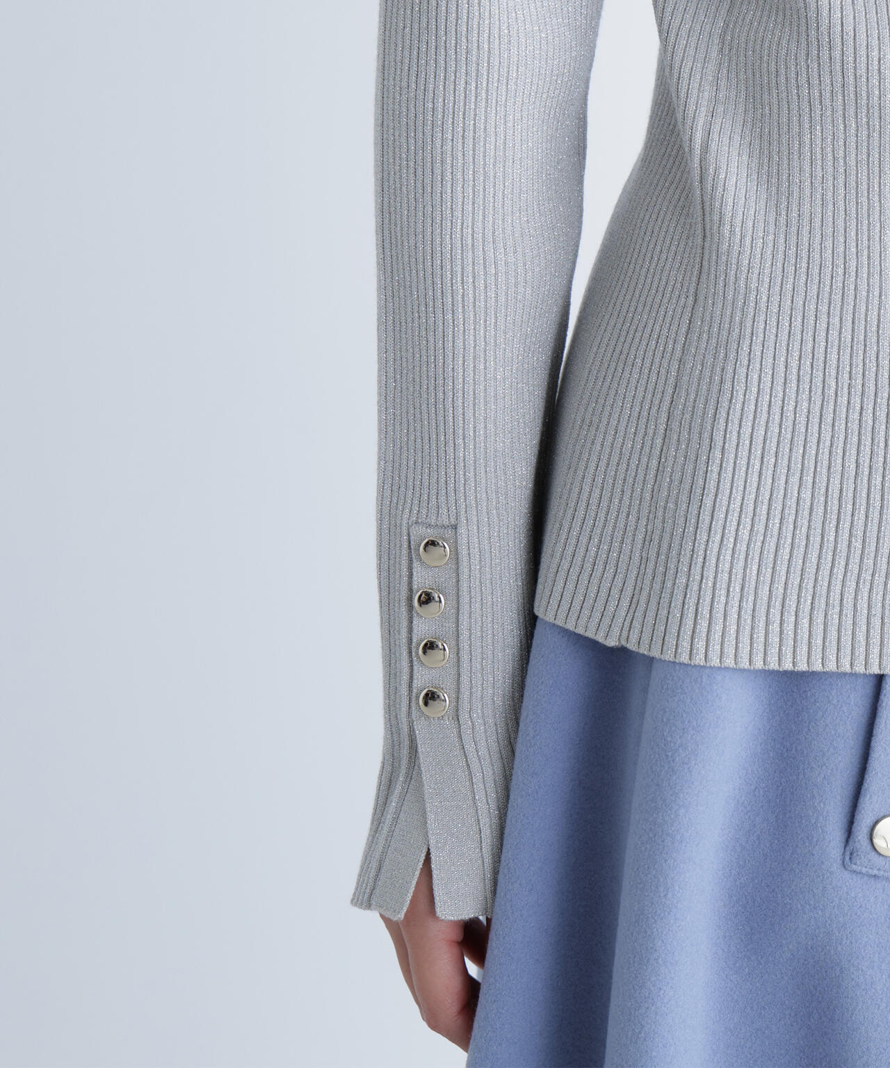 ニュアンスネックラメリブニット