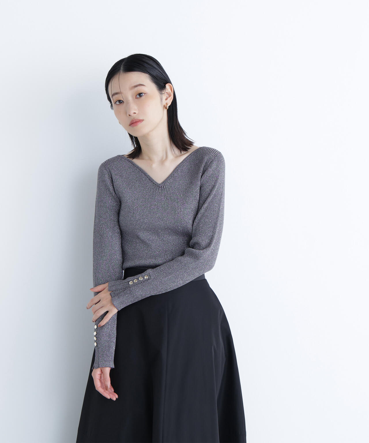 ニュアンスネックラメリブニット | NATURAL BEAUTY BASIC