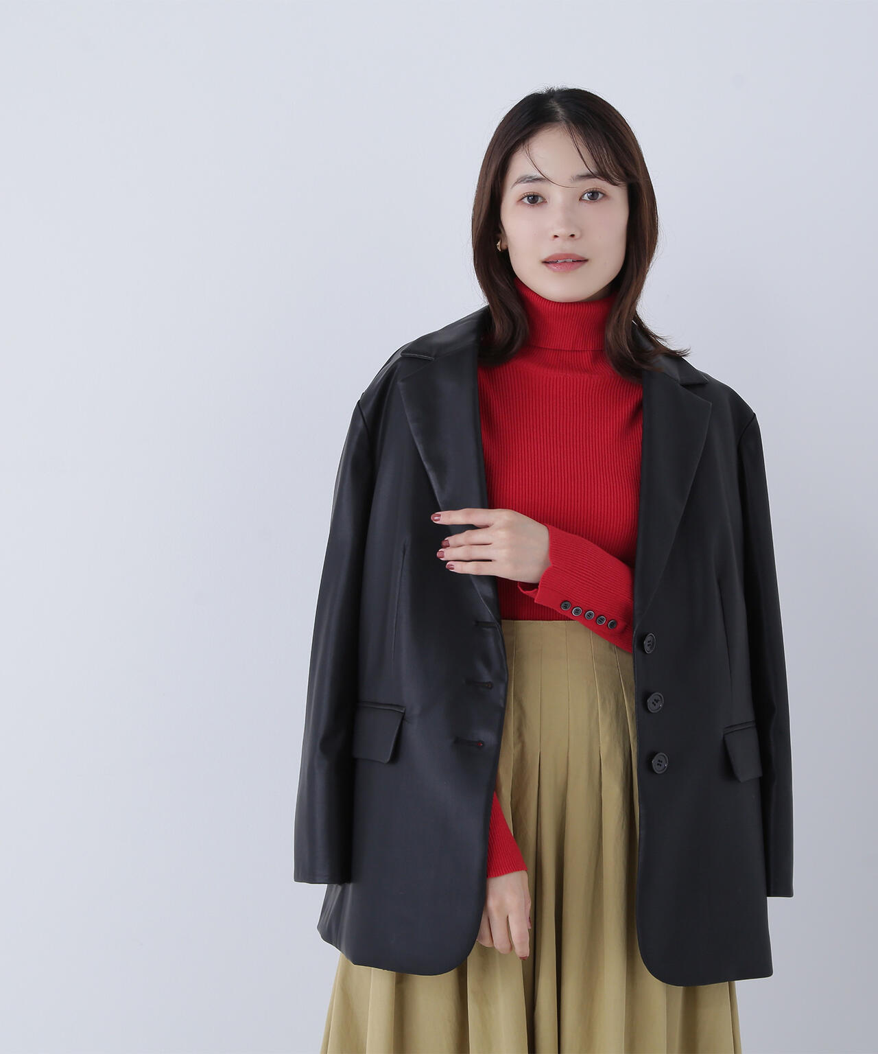 【Oggi掲載】ベーシックタートルネックニット